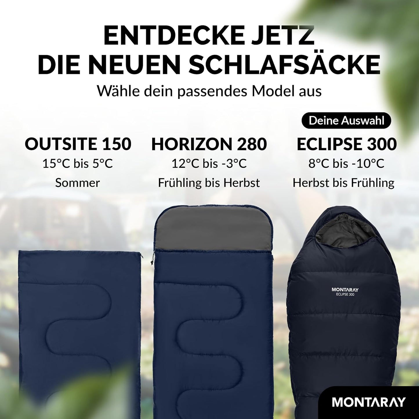 Mumienschlafsack mit Kissen, Blau