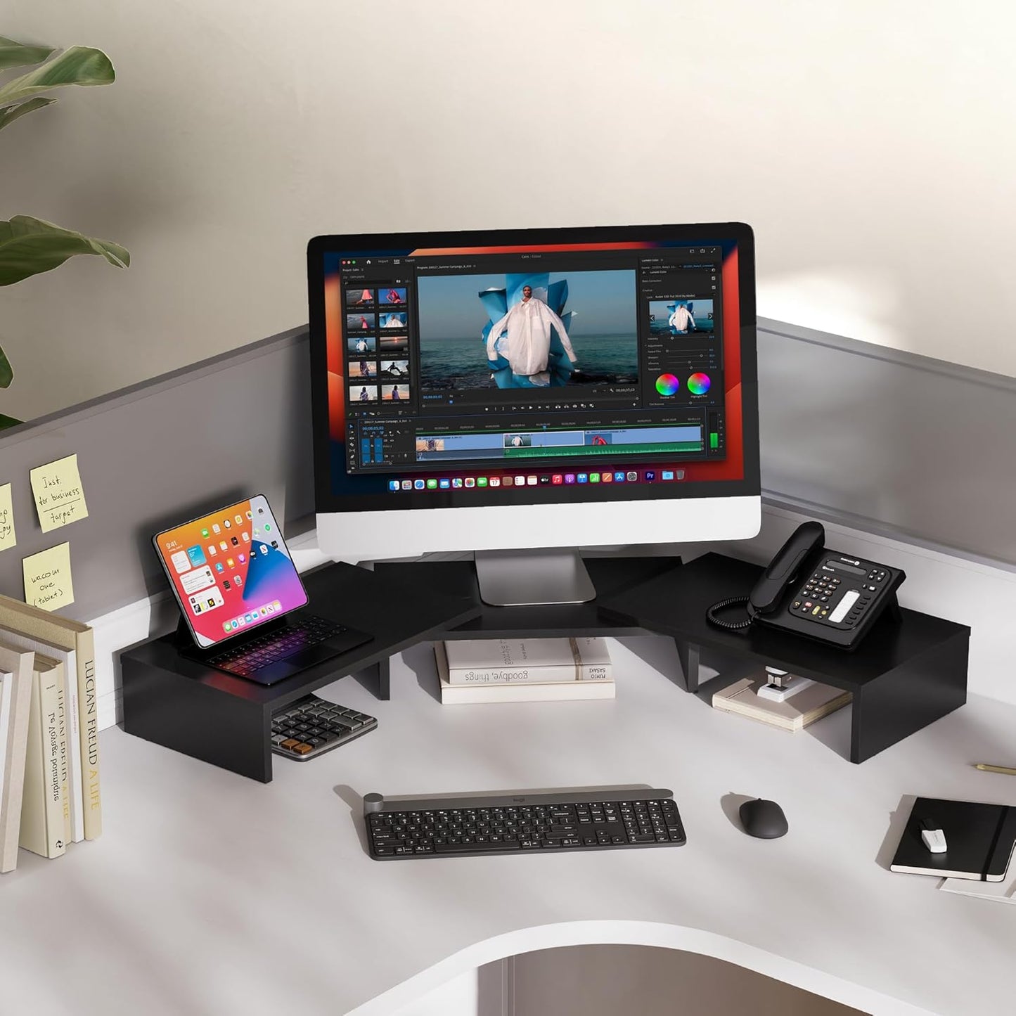 Dual Monitorständer, verstellbar, Schwarz