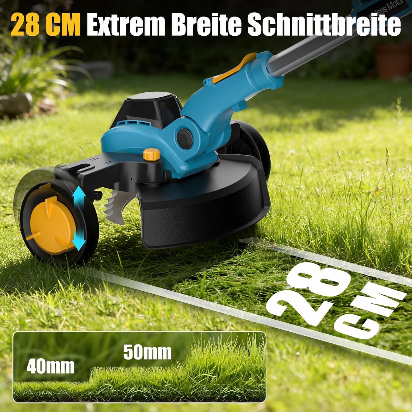 Akku-Rasentrimmer Set, Blau