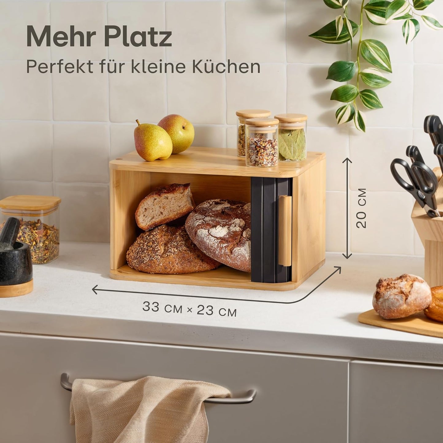 Brotkasten mit Schiebetür, Schwarz