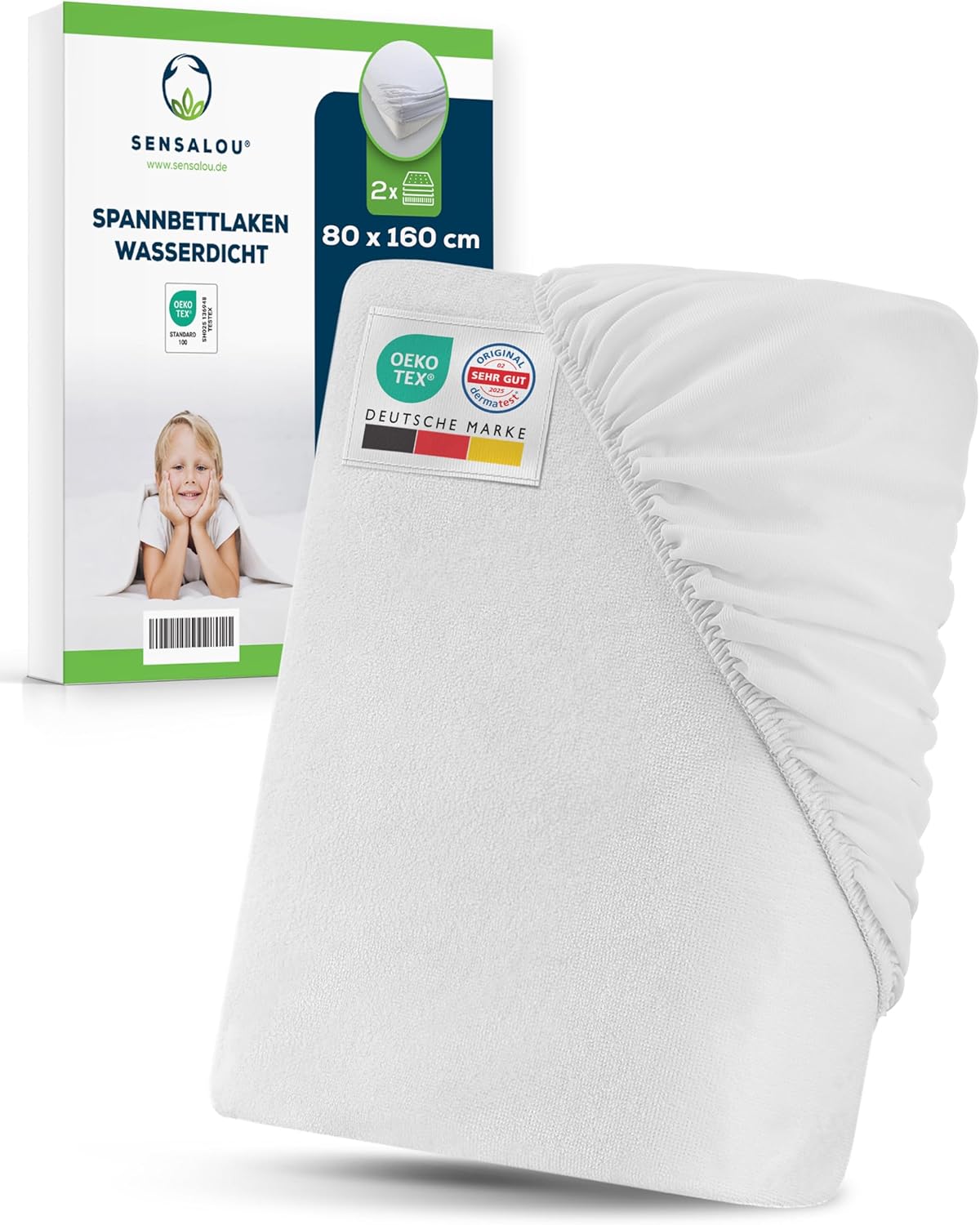 Wasserdichtes Spannbettlaken-Set für Kinderbetten, 2 / 80 x 160 cm