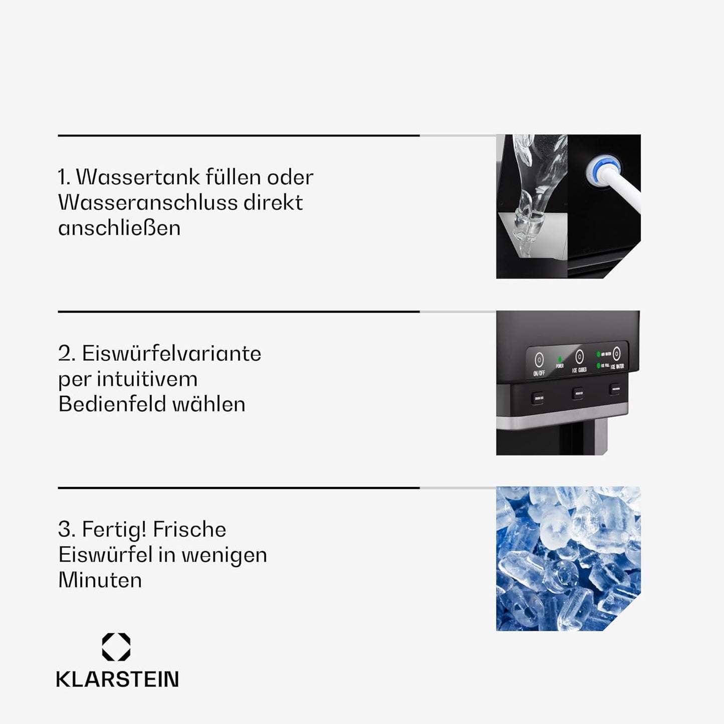 ArcticBlend 3in1 Eiswürfel- und Wasserspender mit Crushed Ice, 3 in1 Crushed Ice Mechanisch Schwarz