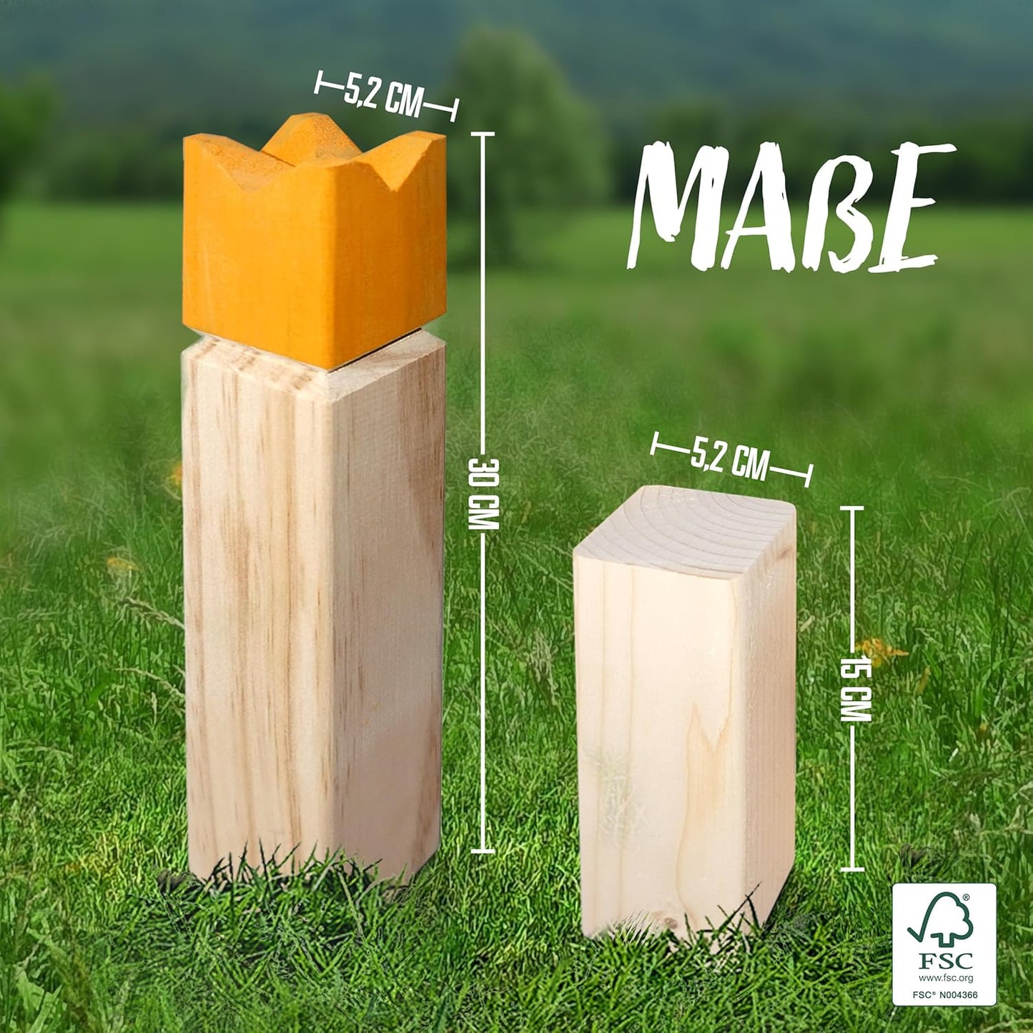 Kubb Gold Wikinger Schach Set, Kubb Gold - 25 X 4,7 X 4,7 Cm König