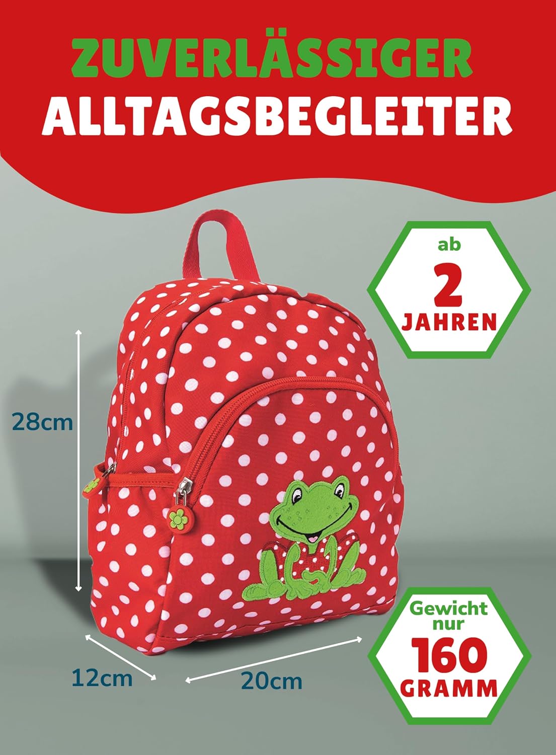 4-teiliges Kindergartenrucksack-Set, Frosch - Rot Rucksack-Set