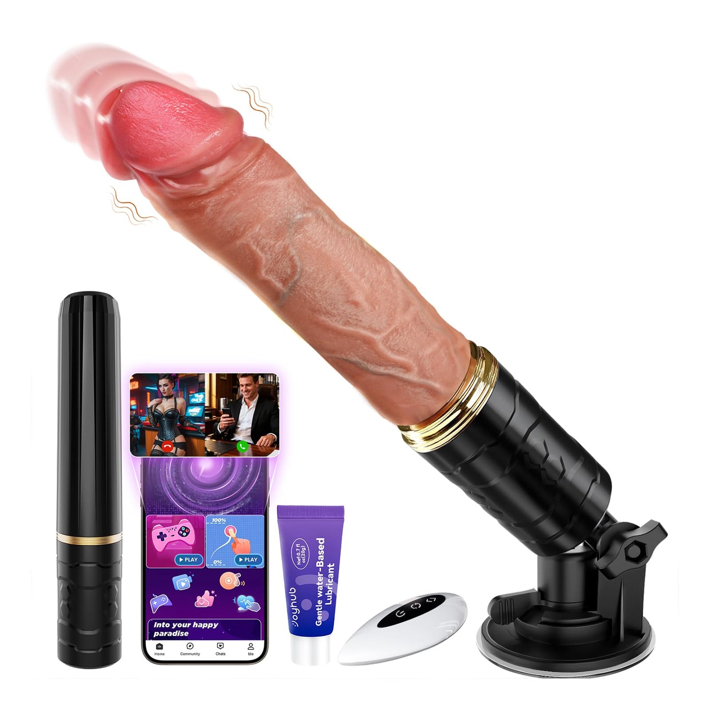 Vibrator Dildo mit KI-Sync App, 7x7 Stossfunktion