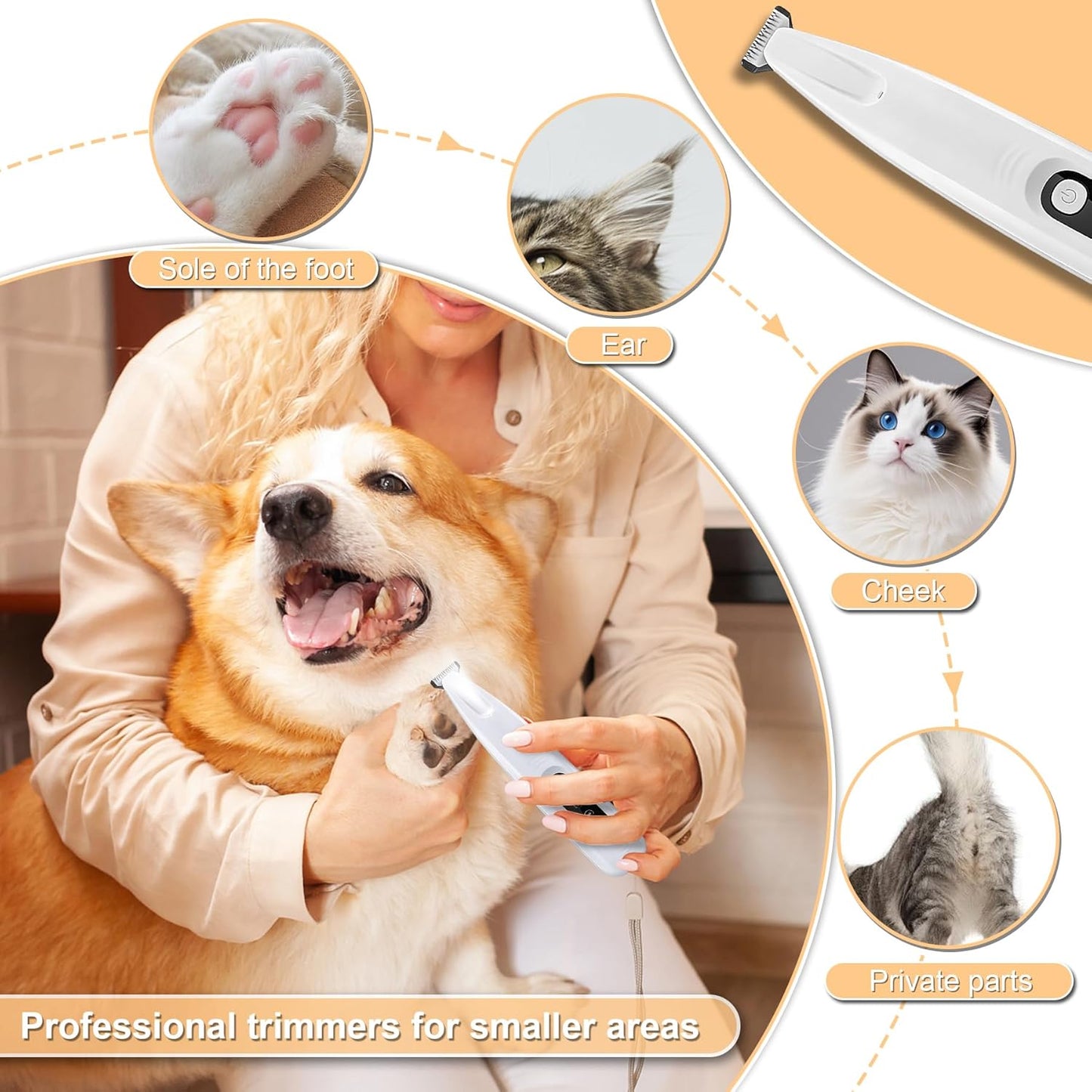 PawTrim Pro Pfotentrimmer F6-02 mit LED-Licht, kabellos, F6-02