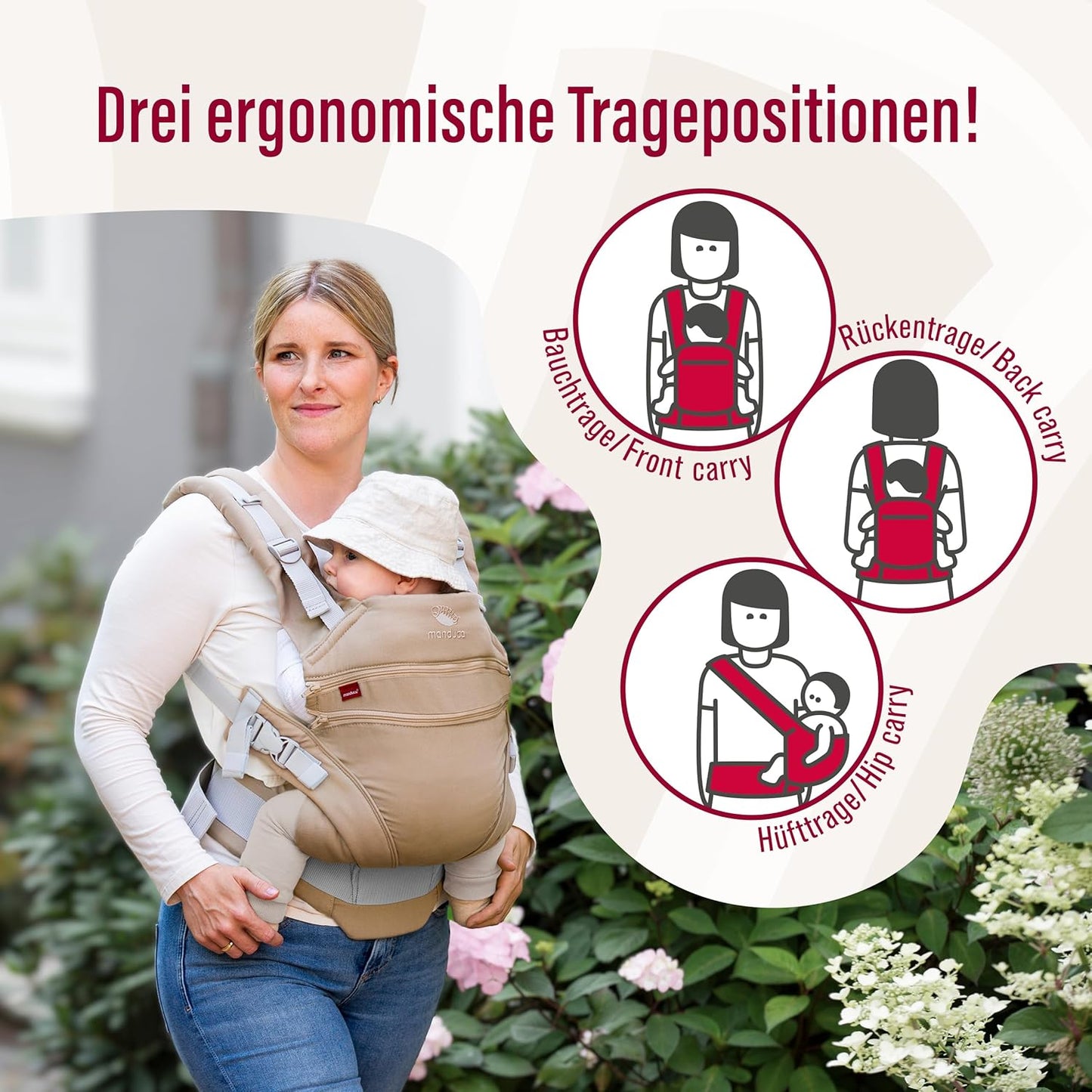 Babytrage mitwachsend für Neugeborene bis Kleinkind, Monochrome Obsidian