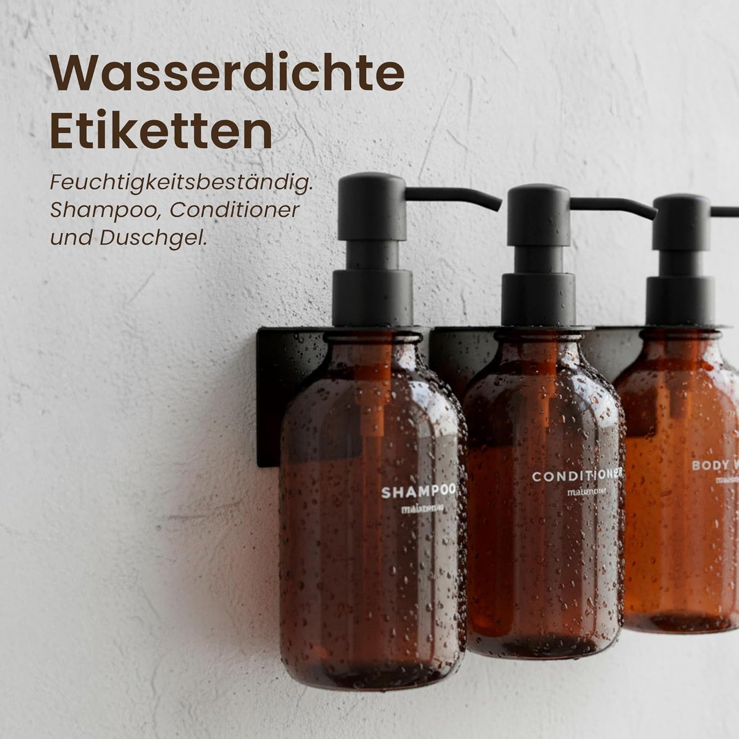 Seifenspender-Wandmontage-Set, Bernsteinschwarz X 3