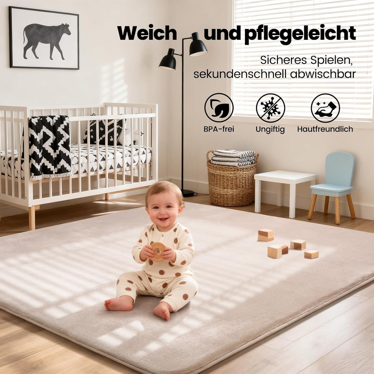 Krabbelmatte, Beige 150cmx200cm