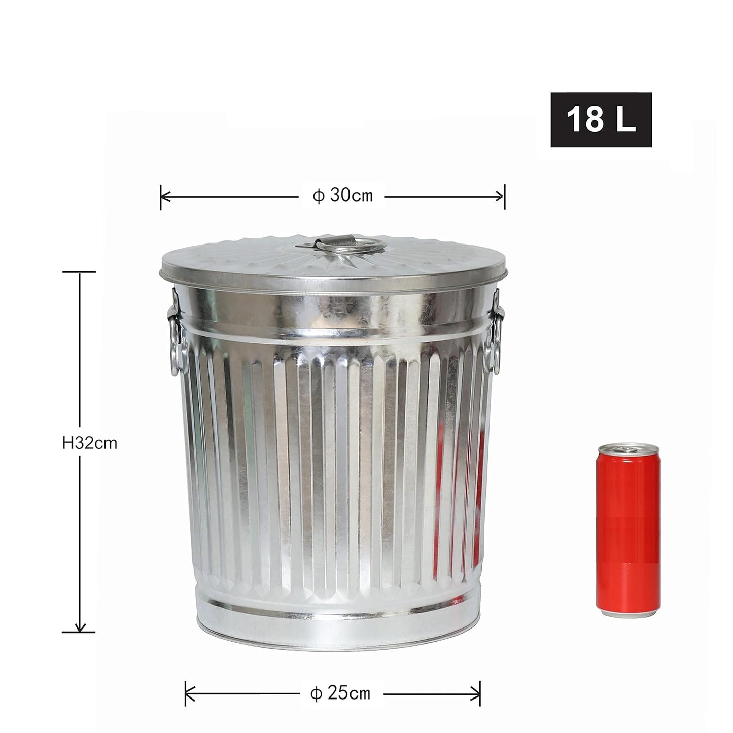 Metalleimer mit Deckel (2 x 18L + 5 Müllbeutel), Metalleimer 18 Liter + 5 Müllbeutel 2 Stücke