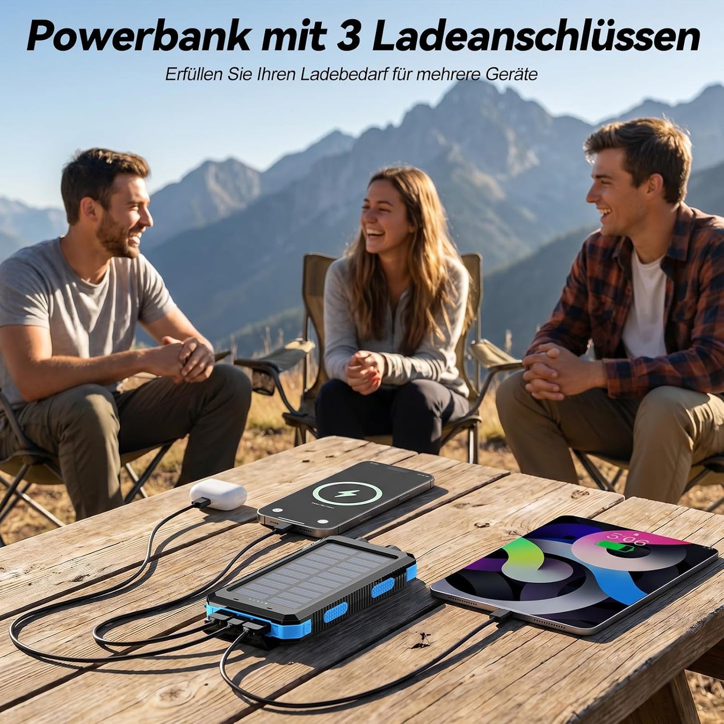 Solar Powerbank mit Taschenlampe