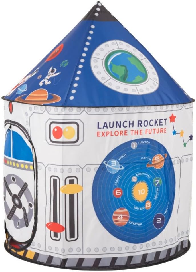 Kinder-Spielzelt Weltraumrakete für drinnen & draussen, Weiss