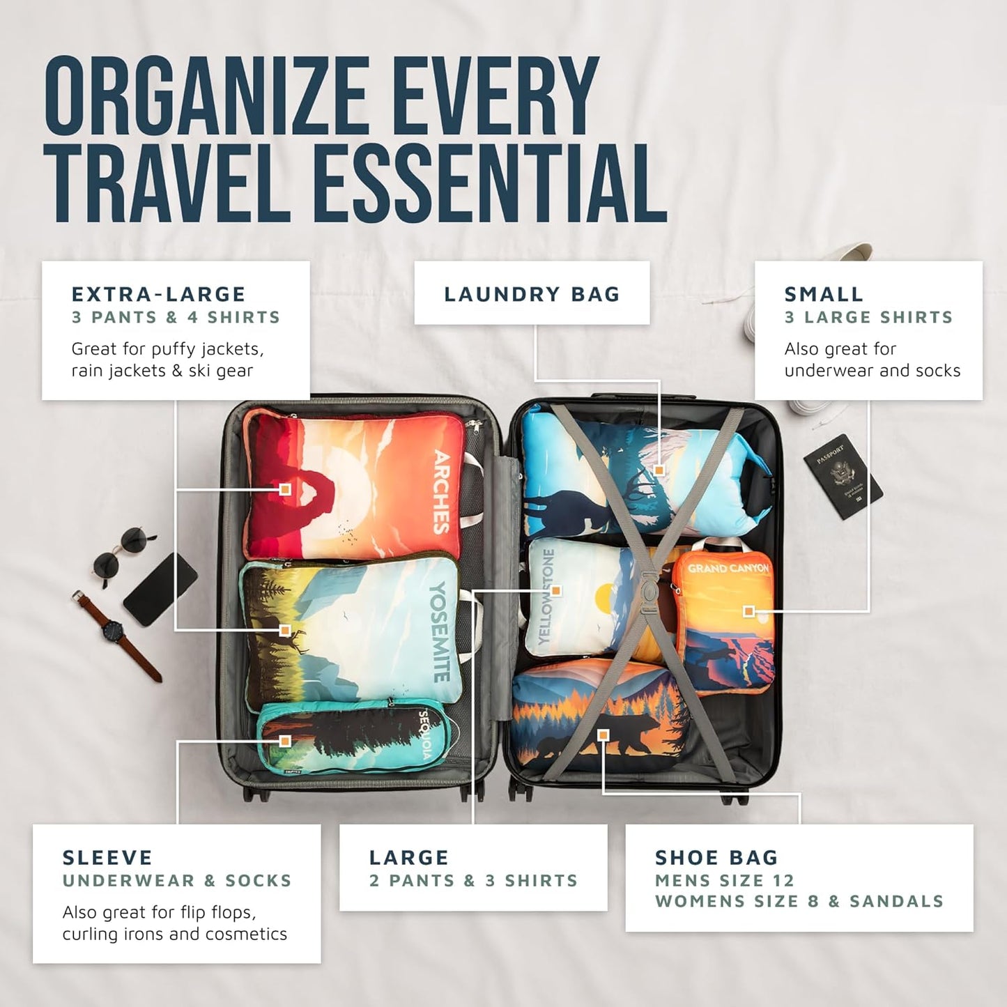 Gepäck-Organizer-Set, Nationalparks