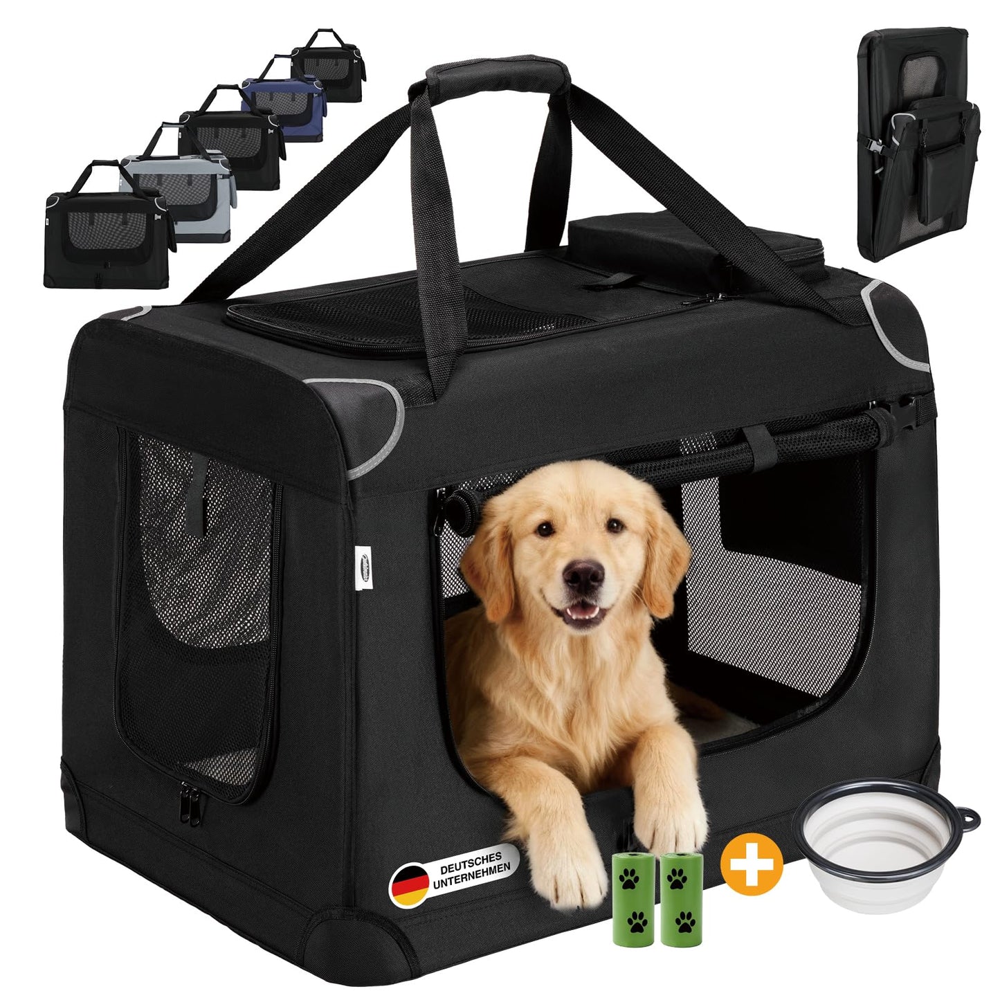 Faltbare Hundetransportbox, XL Schwarz