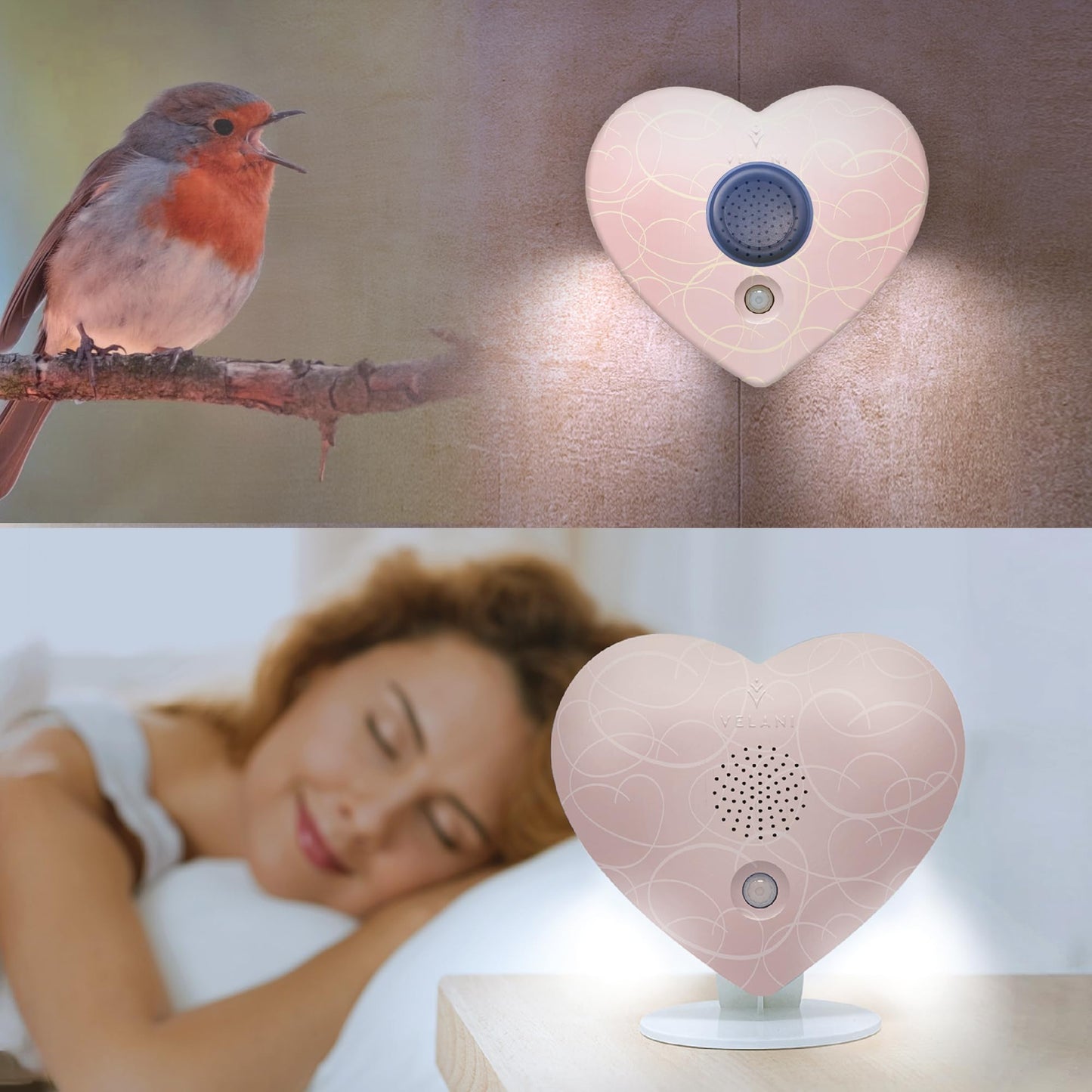 Naturgeräusche-Box mit Bewegungsmelder, Pastell-rosa Herz
