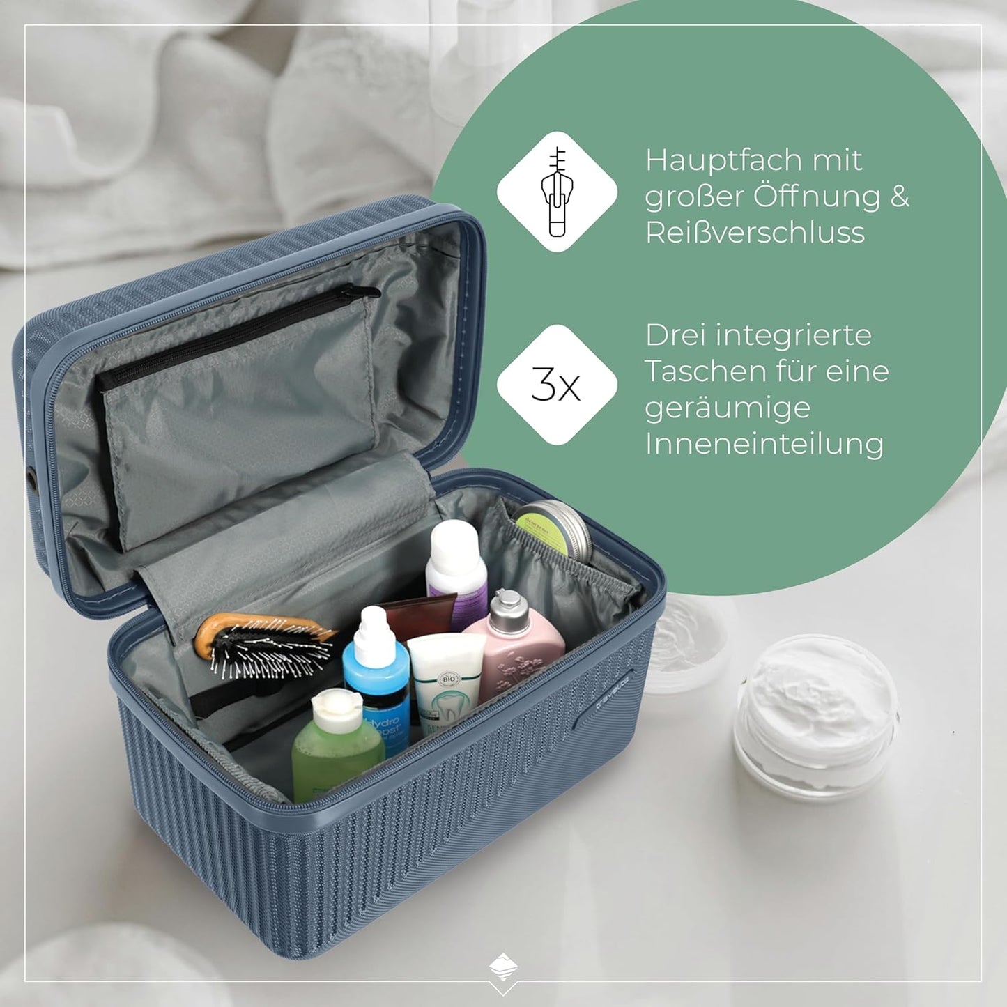 Beautycase Hartschale mit Organizerfunktion (36 cm), Blau Beautycase (36 cm)