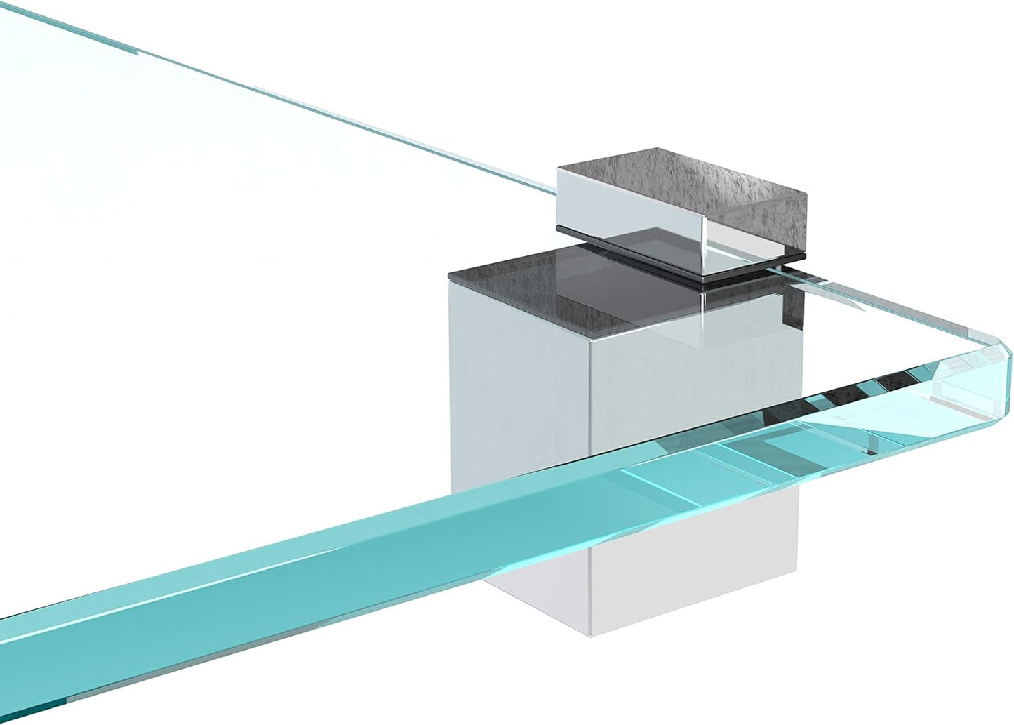 Glasregal Badablage mit Chromhalterung (60x20 cm), 60x20cm Klarglas + Halterung G - Chrom Glanz Optik
