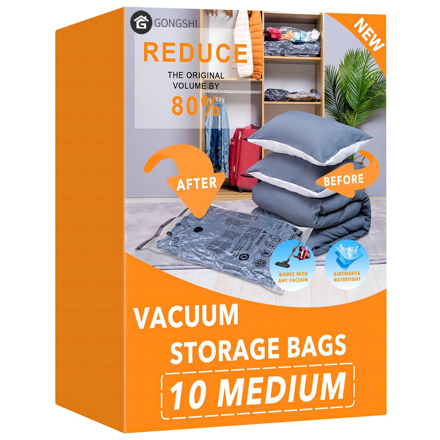 10-teiliges Vakuumbeutel-Set für Kleidung, 10 Medium