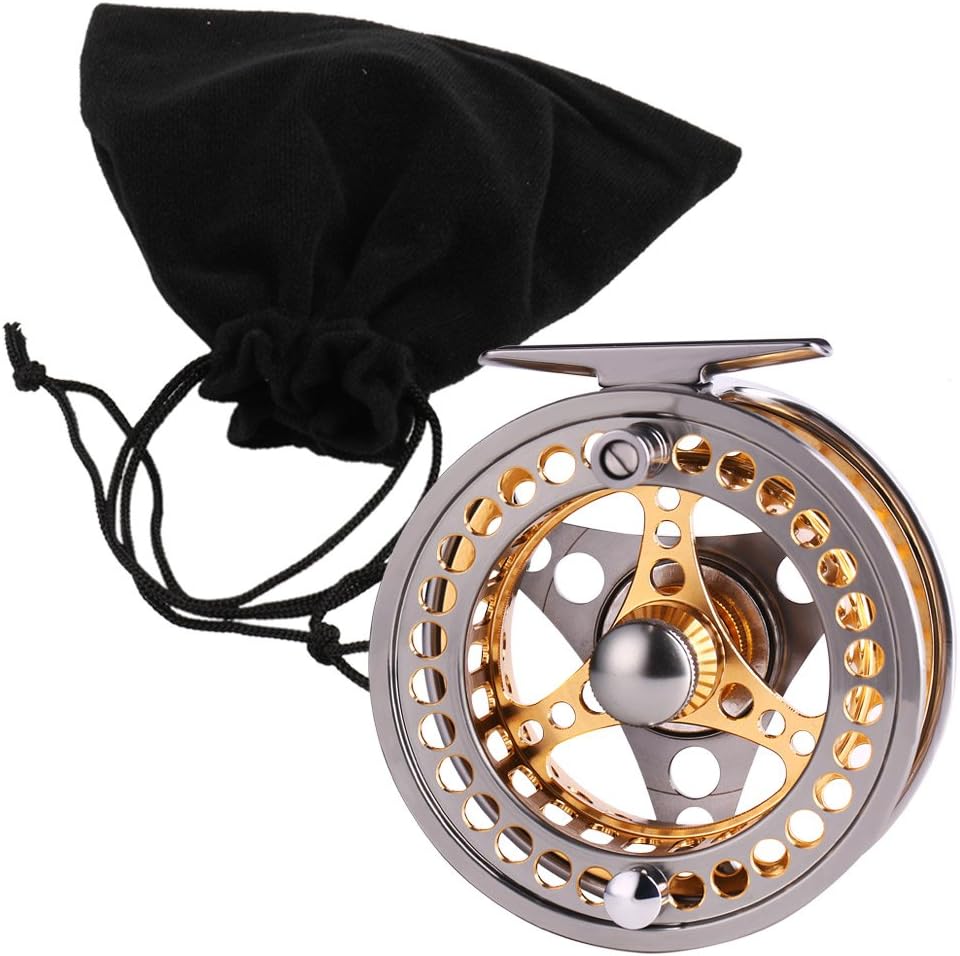 Fliegenfischen-Rolle mit CNC-Aluminium-Spule, gold , silber 7/8 Reel