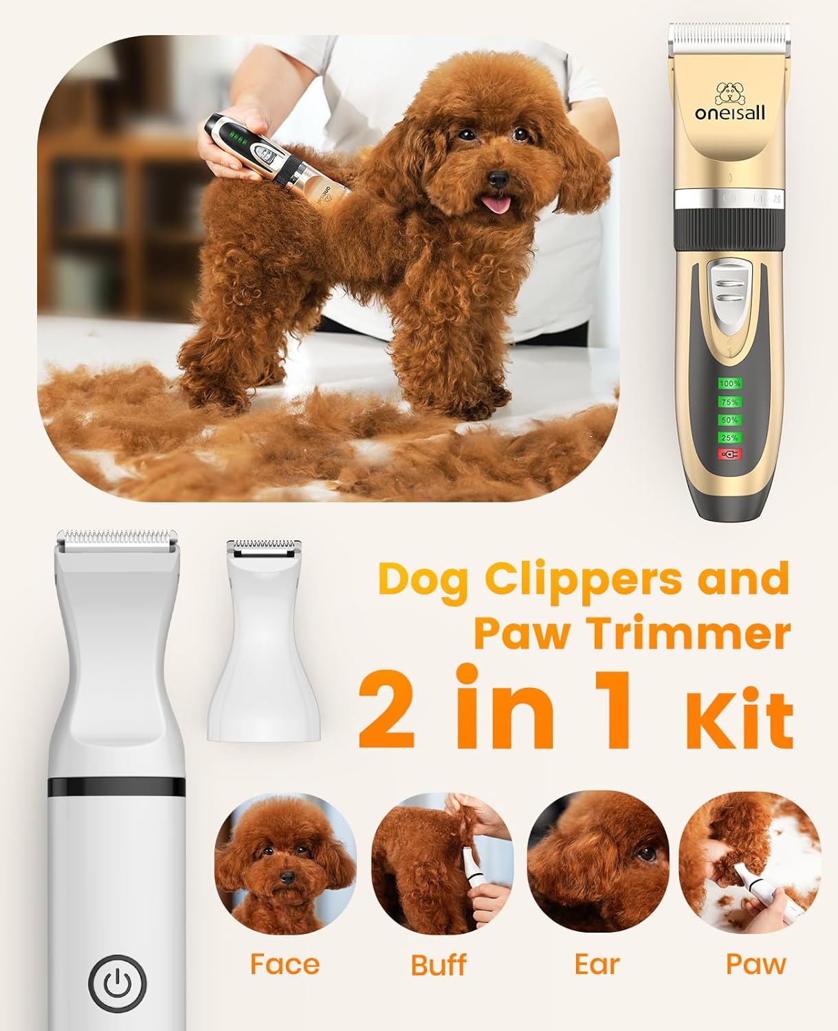 2 in1 Hundeschermaschine, Weiss