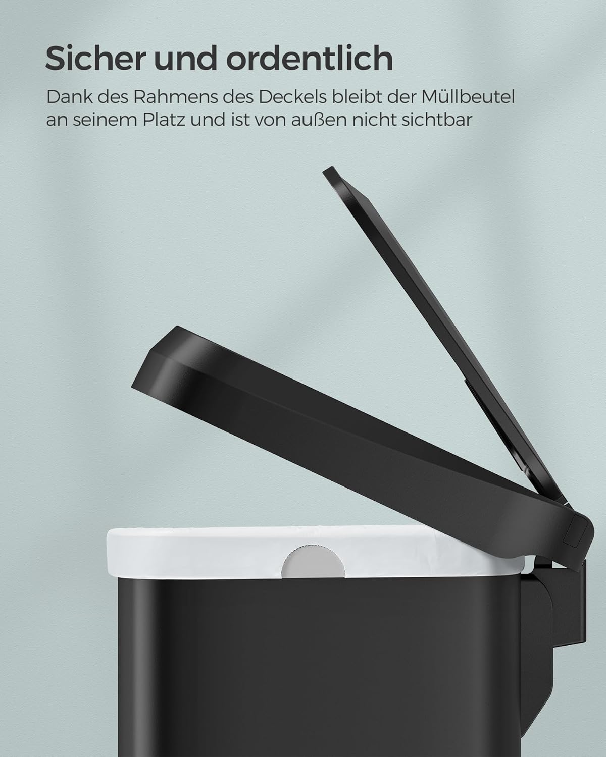 Tretmülleimer mit Kohlefilter und 15 Müllsäcke, 68 L Schwarz