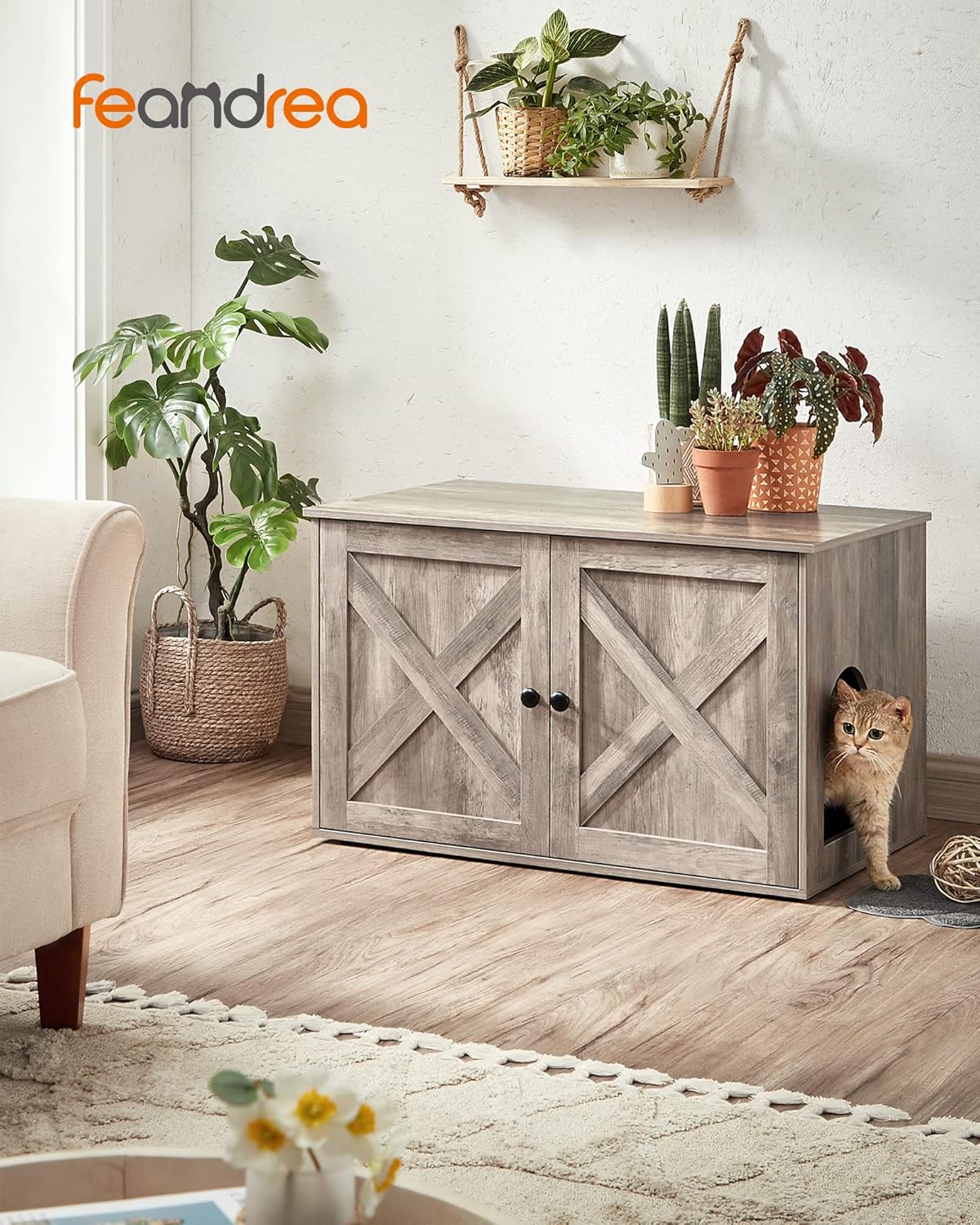 Katzenhaus mit herausnehmbarer Trennwand, 53T x 80B cm Greige