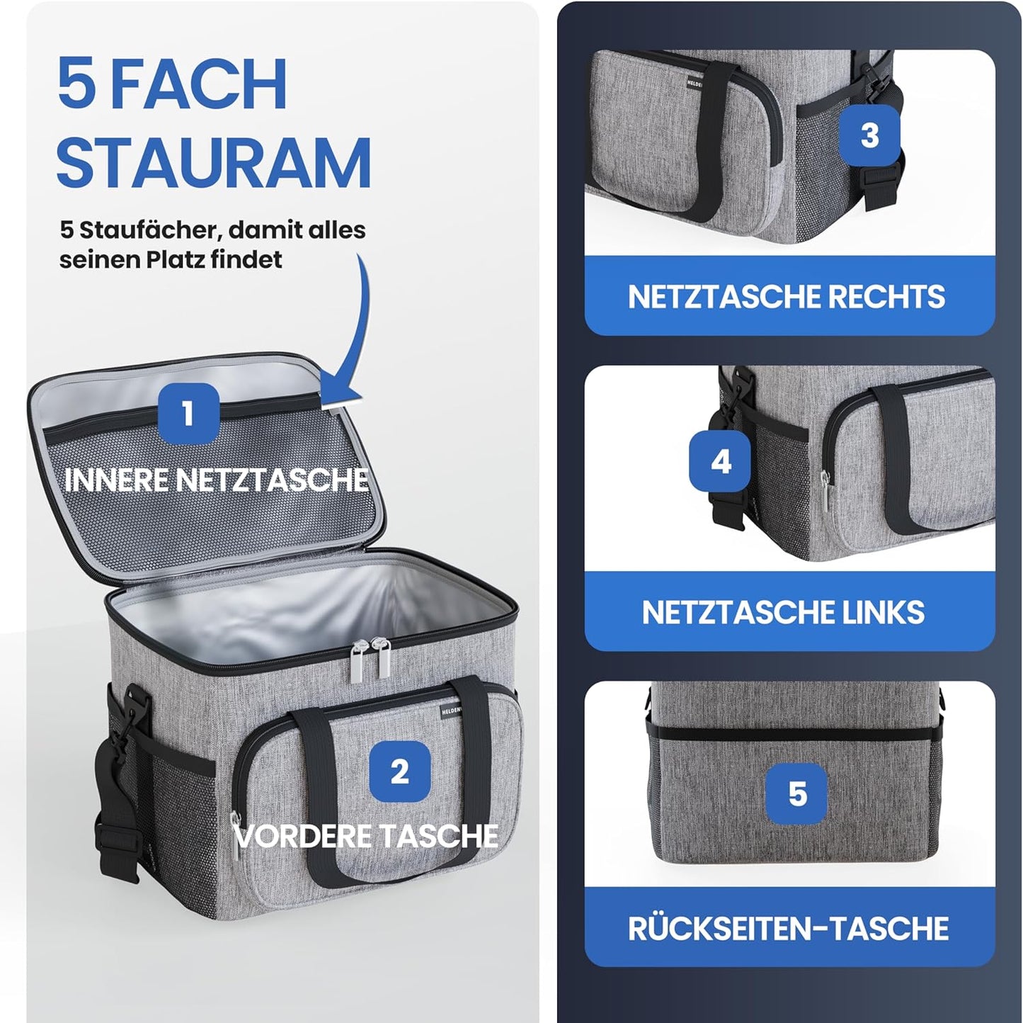 Faltbare isolierte Kühlbox, Hellgrau 20L