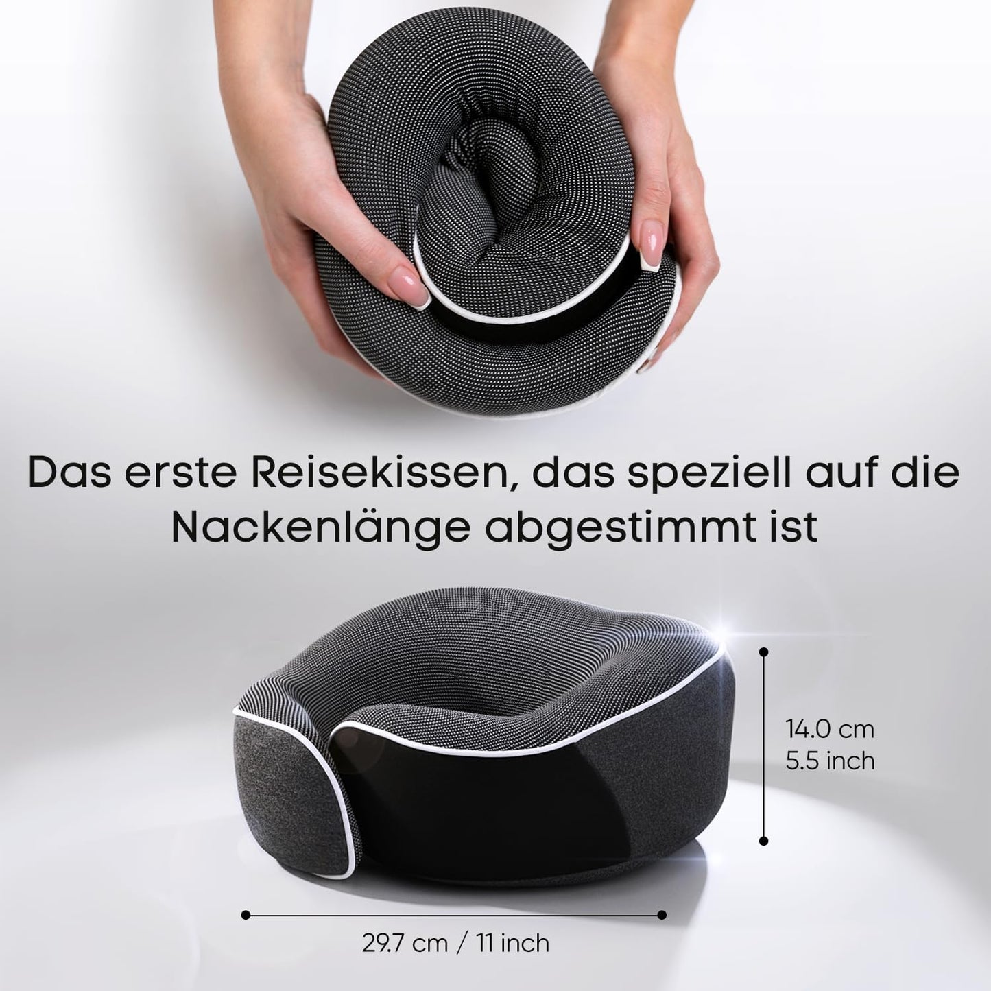 Nackenkissen und Schlafmaske, Dunkelgrau