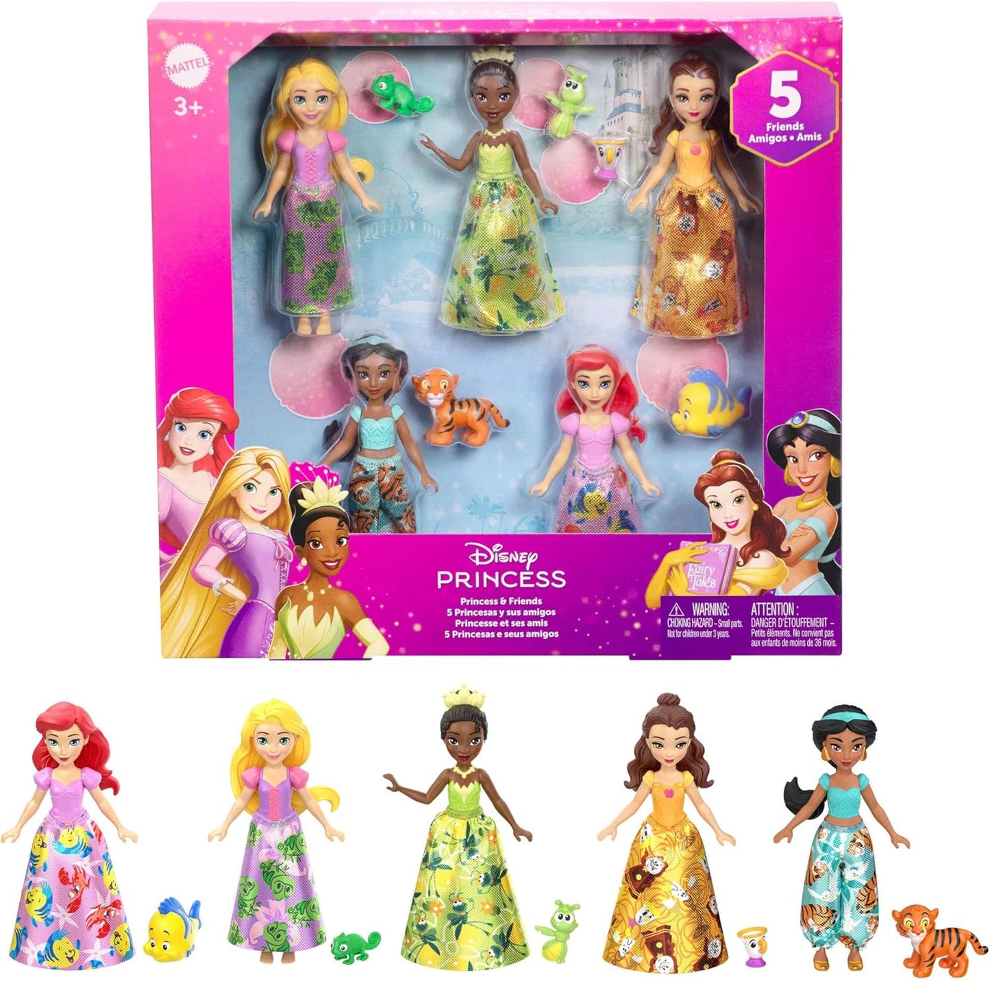 Disney Prinzessinnen- und Freunde-Puppen-Set (10-teilig), 5 Freundefiguren