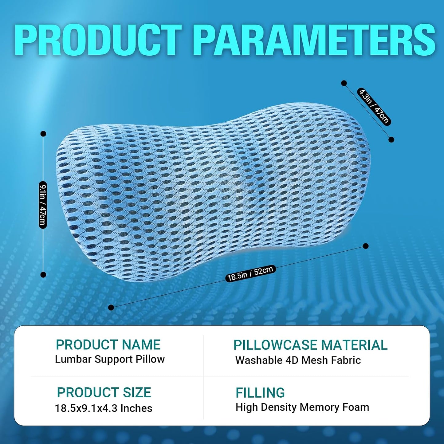 Ergonomisches Lumbalkissen aus Memory-Schaum, Blau