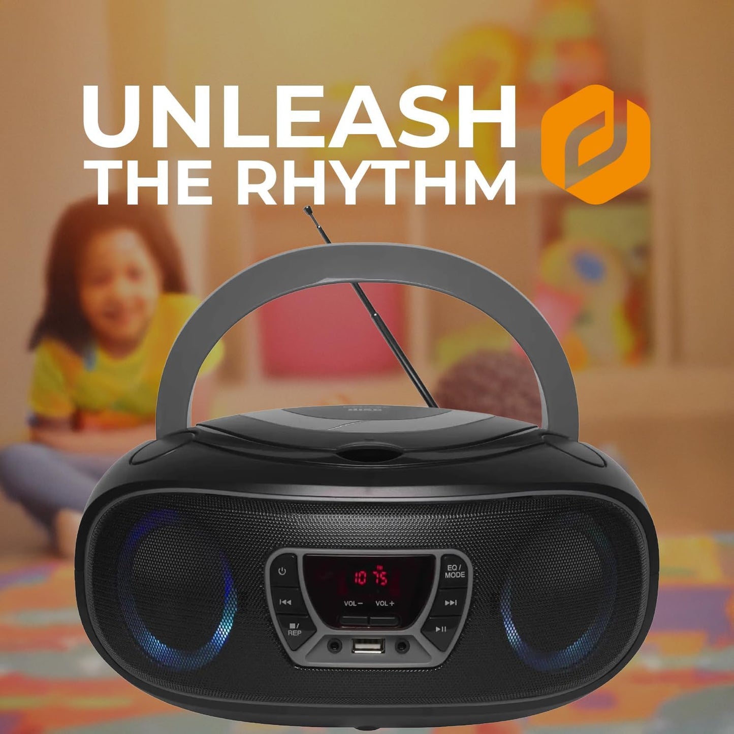 TCL-212BT Bluetooth Boombox mit CD-Player, Schwarz, Grau