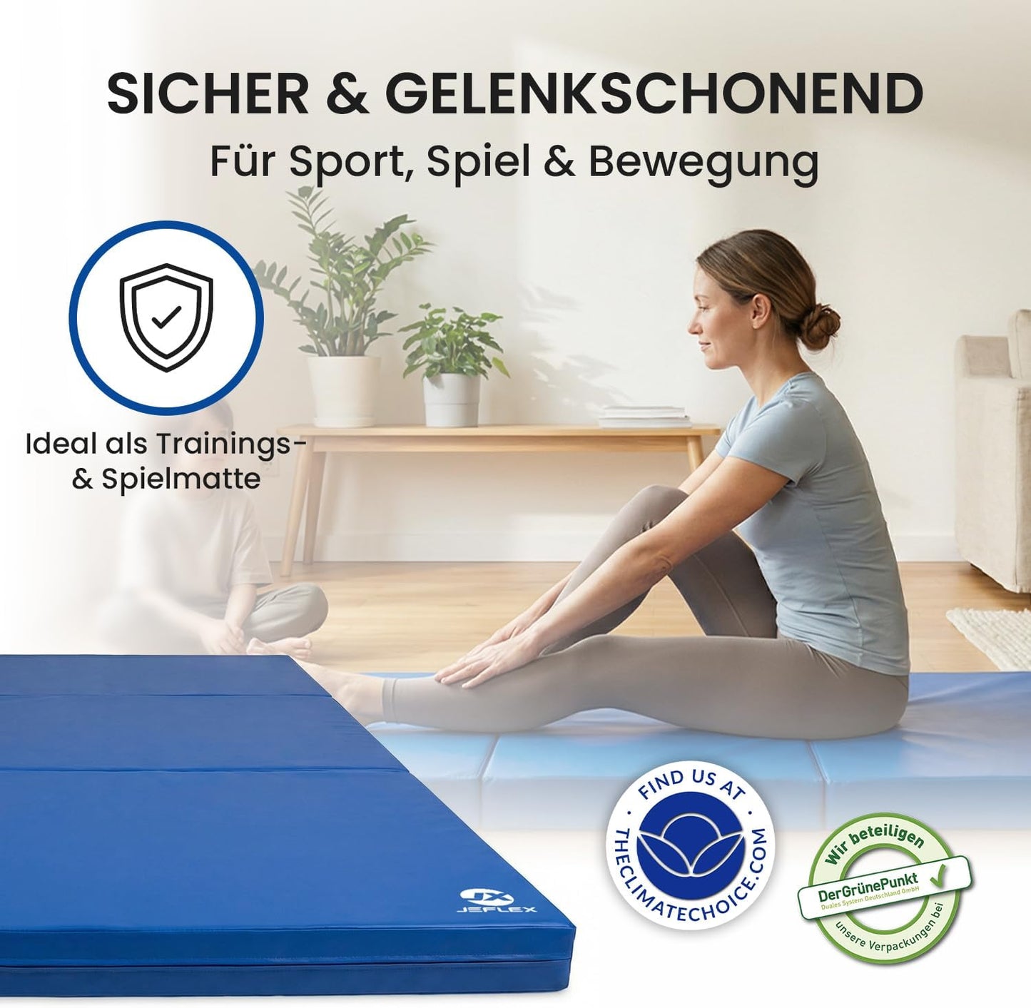 Klappbare Weichboden- und Turnmatte 210 x 100 x 8 cm, Blau