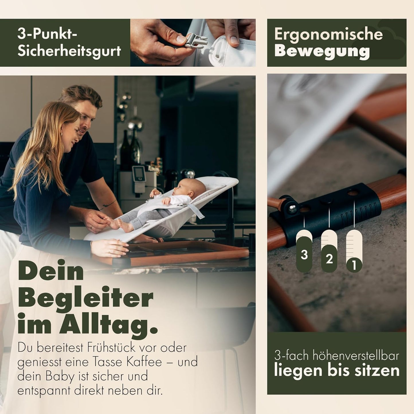 Faltbare Babywippe mit Tragetasche