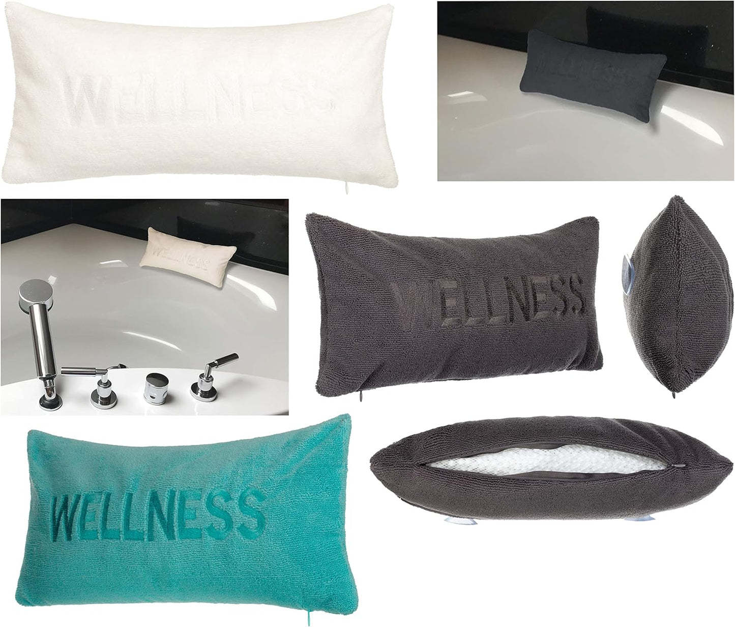Wellness Nackenkissen für Badewanne, 40x20 cm, 40x20 cm Türkis