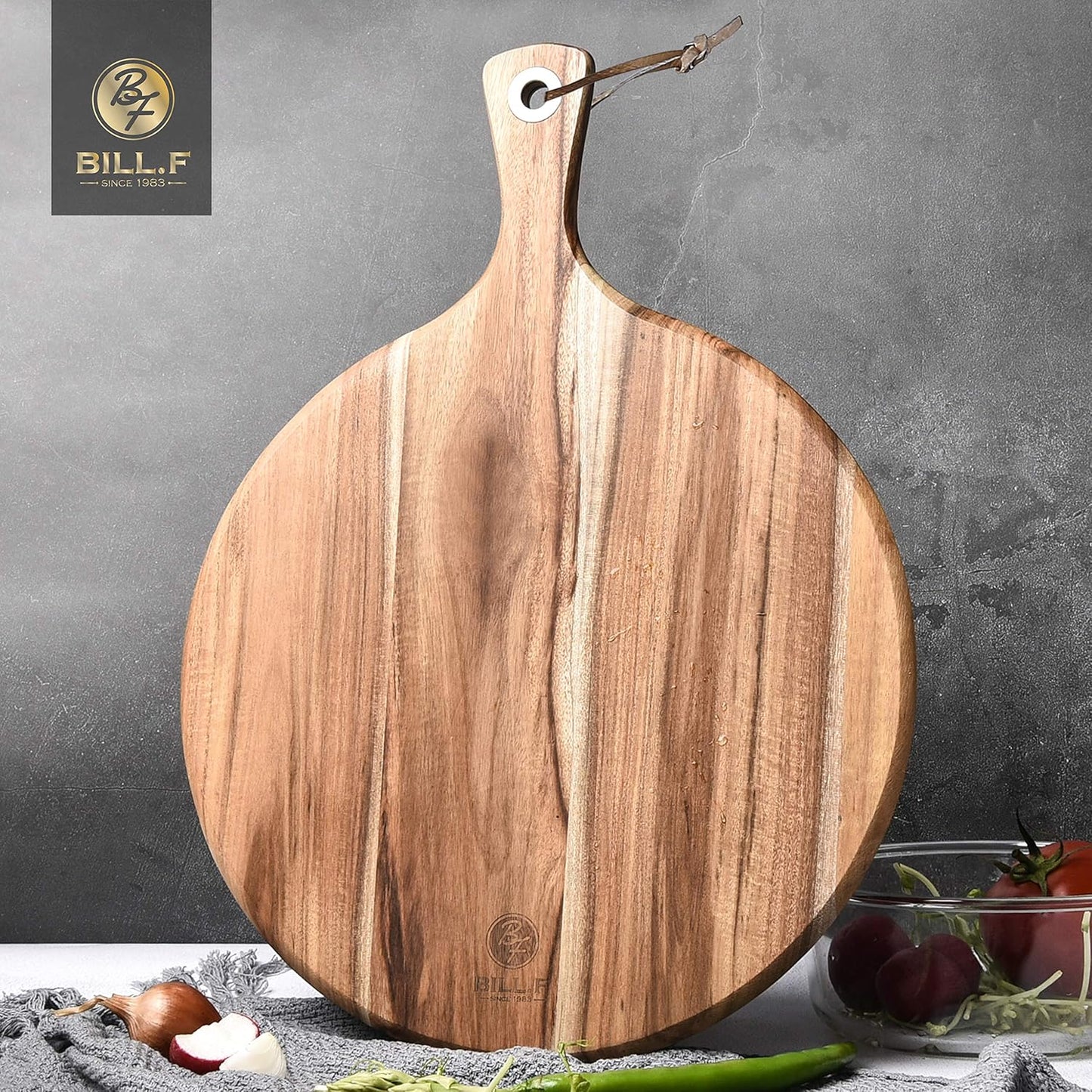 Pizzateller & Pizzabrett aus Akazienholz, 40.6L x 30.5B cm