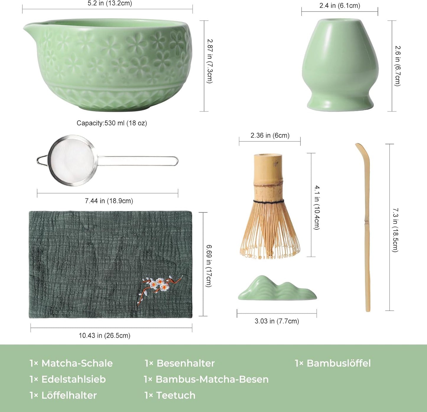 7-teiliges Matcha-Tee-Set, Green