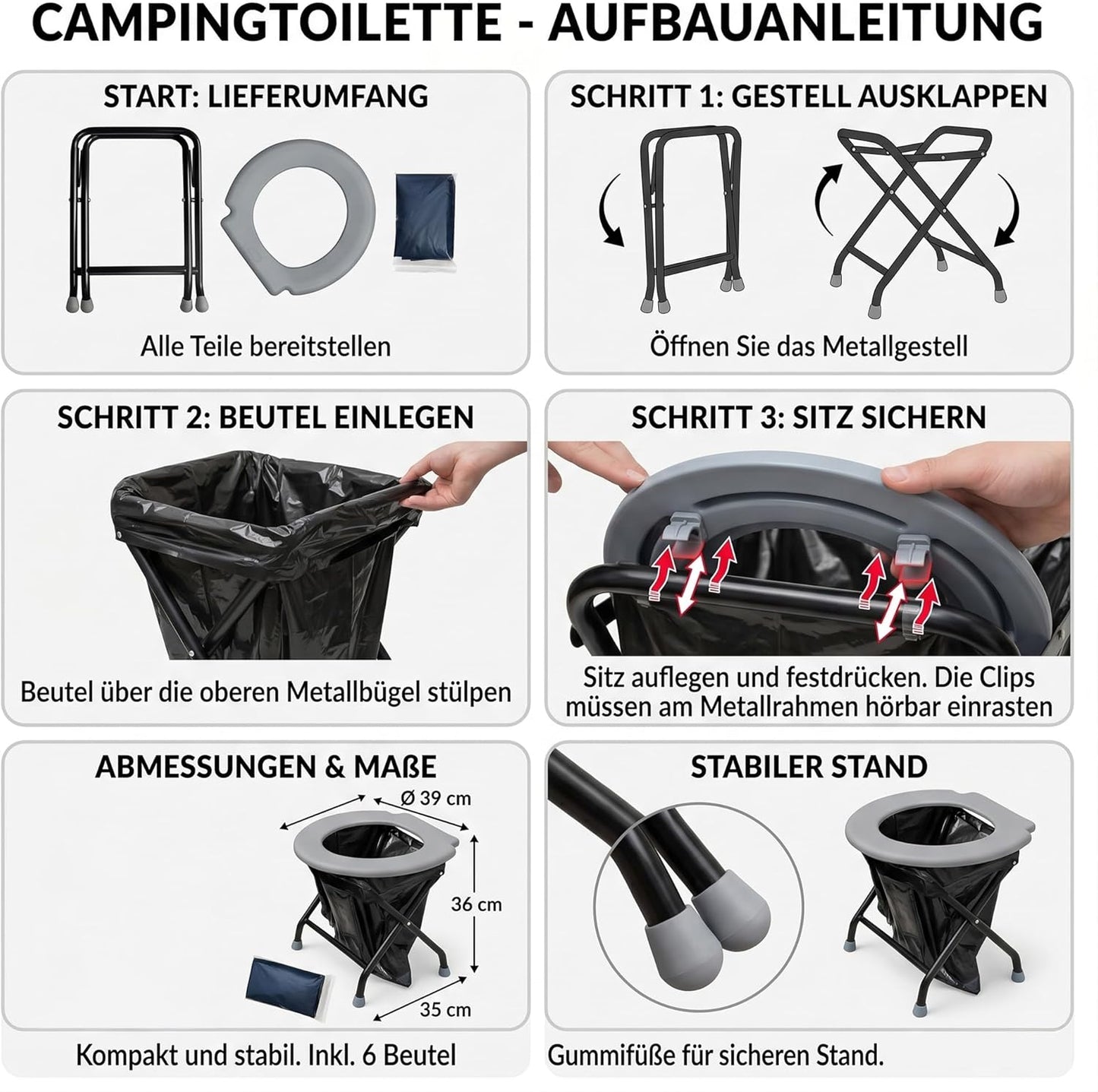 Klapptoilette, Grau