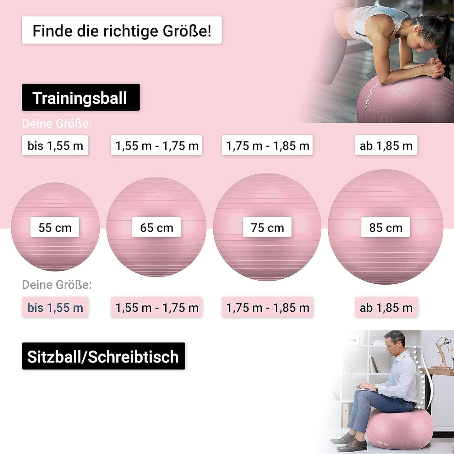 Ergonomischer Gymnastikball, Apricot Peach 85cm