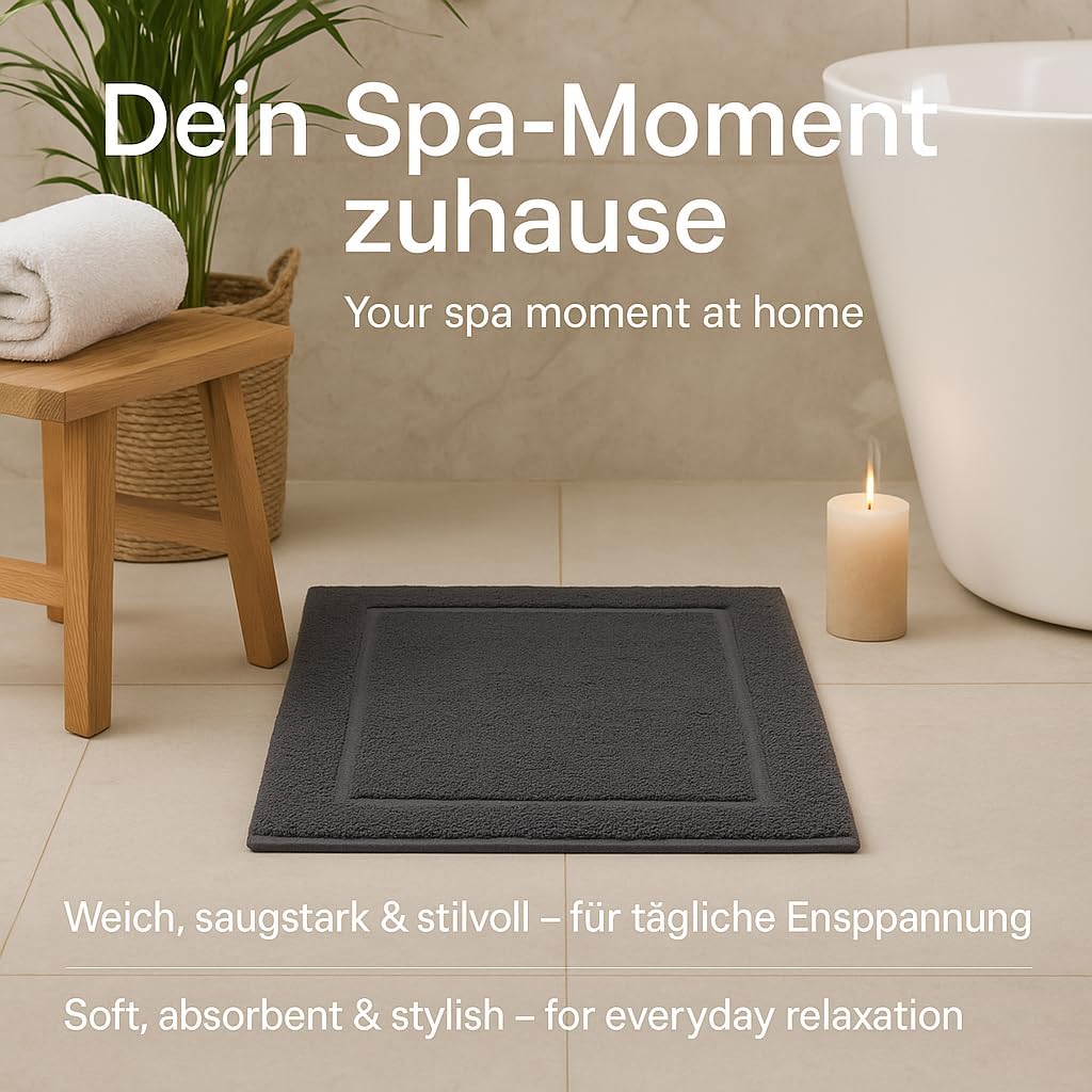 2er-Set Badematten, 50x70 cm, 2x Badvorleger Graphit
