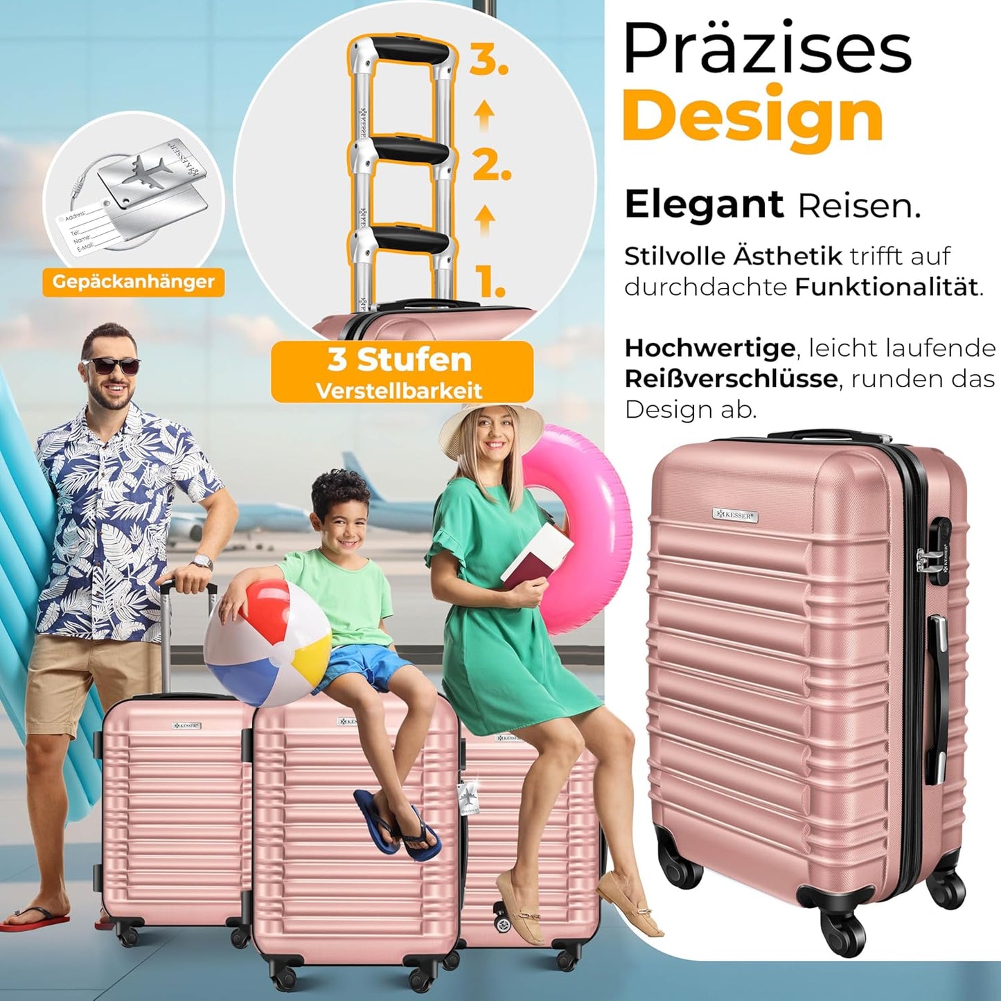 Reisekoffer mit Zahlenschloss (120L), 75cm – 120L Himbeerrosa