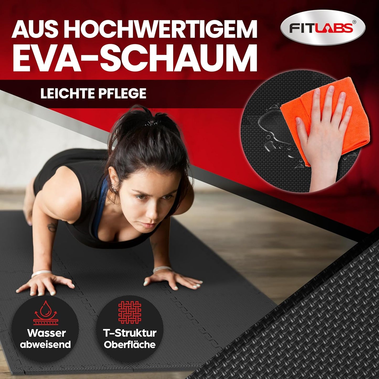 Bodenschutz-Trainingsmatten Set, Anthrazit | 18 Matten | 1,5 m²