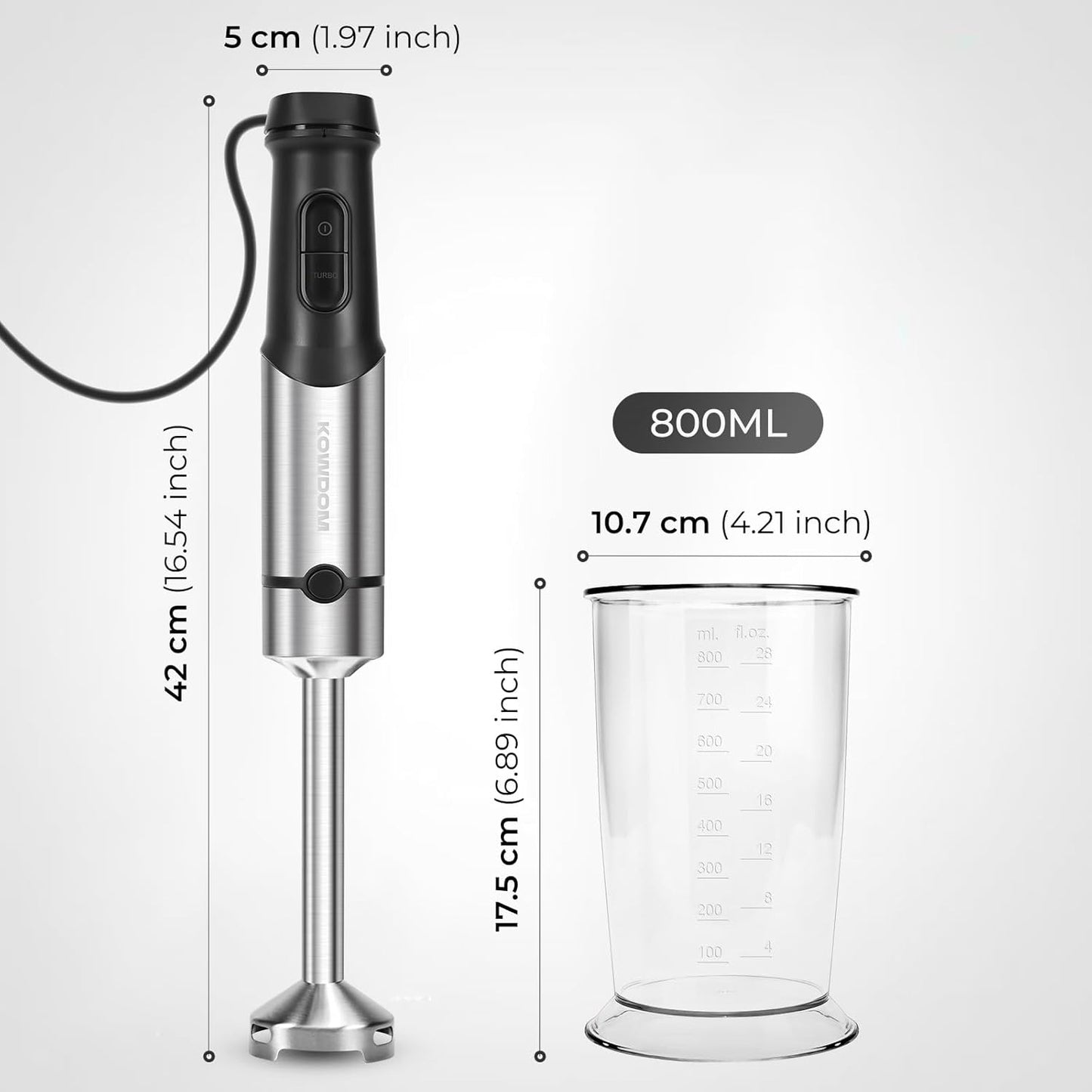 Stabmixer mit Mixbecher, 2-in-1 Stabmixer