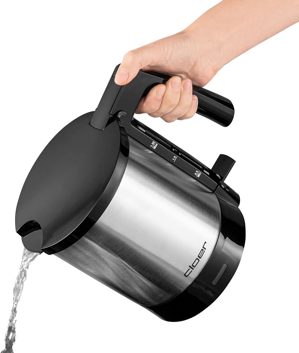 Wasserkocher mit Trockengehschutz (1,5L), Schwarz 1,5 Liter Füllmengenmarkierung Aussen Single