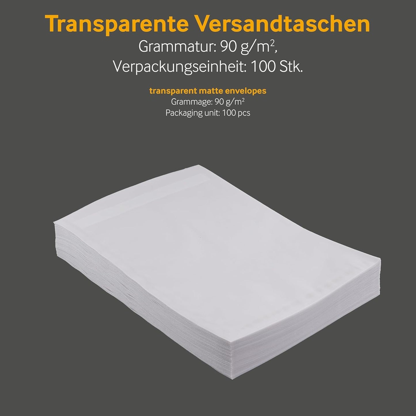 Transparente Versandtaschen DIN B5, 100 Stück, ohne Fenster, DIN B5 Transparent-Weiß