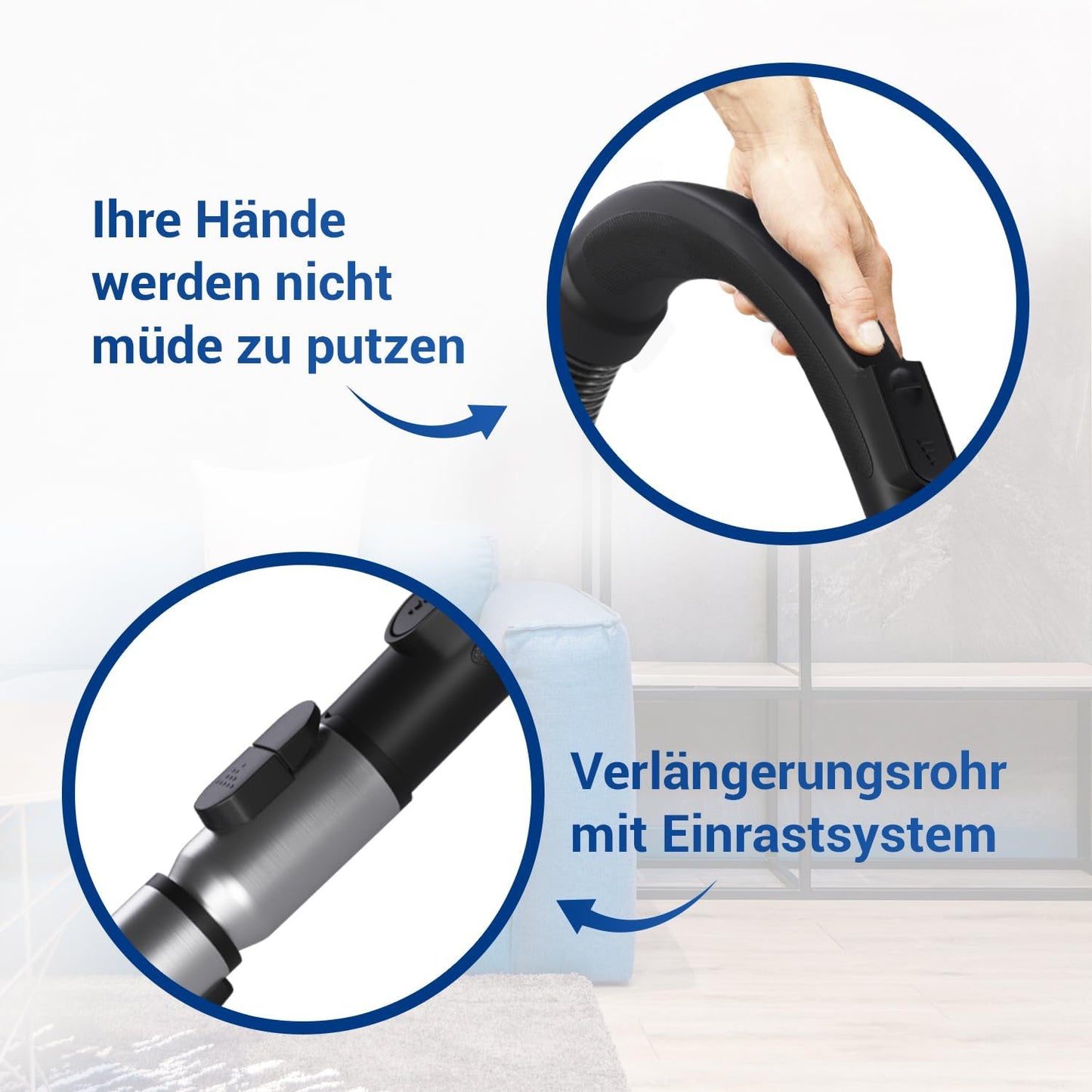 Staubsaugerrohr für 35 mm Modelle, Handgriff + Verlängerungsrohr