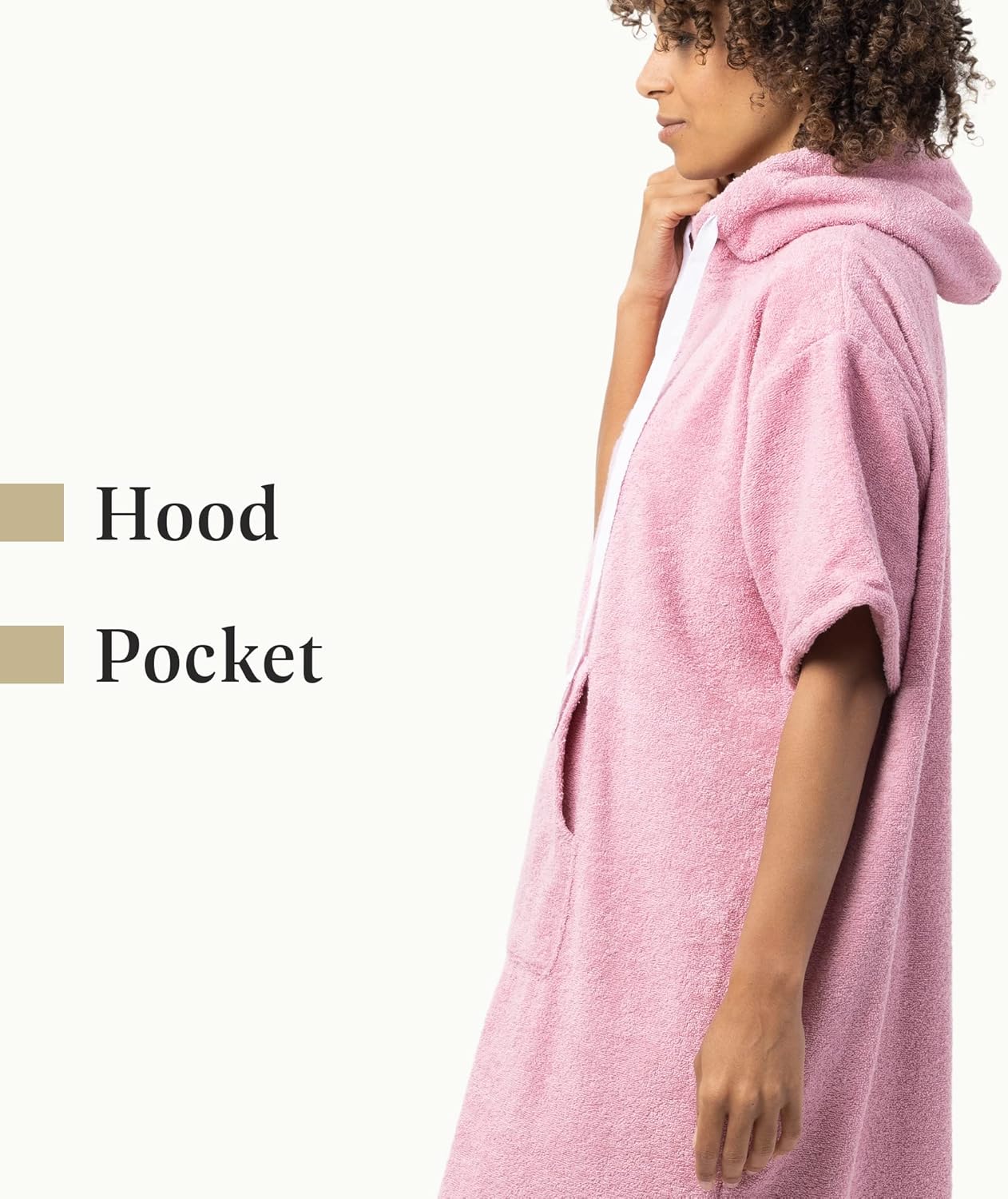 Badeponcho mit Kapuze, L-XL Altrosa