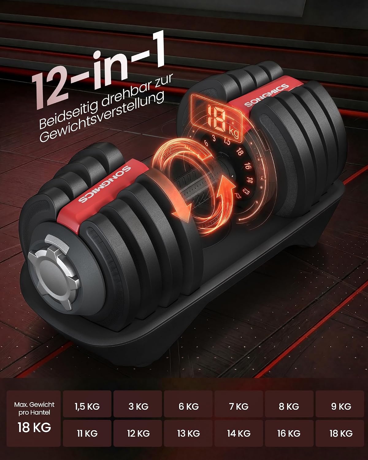 Kurzhanteln-Set mit Ständer (2 x 18 kg), 2 x 18 kg
