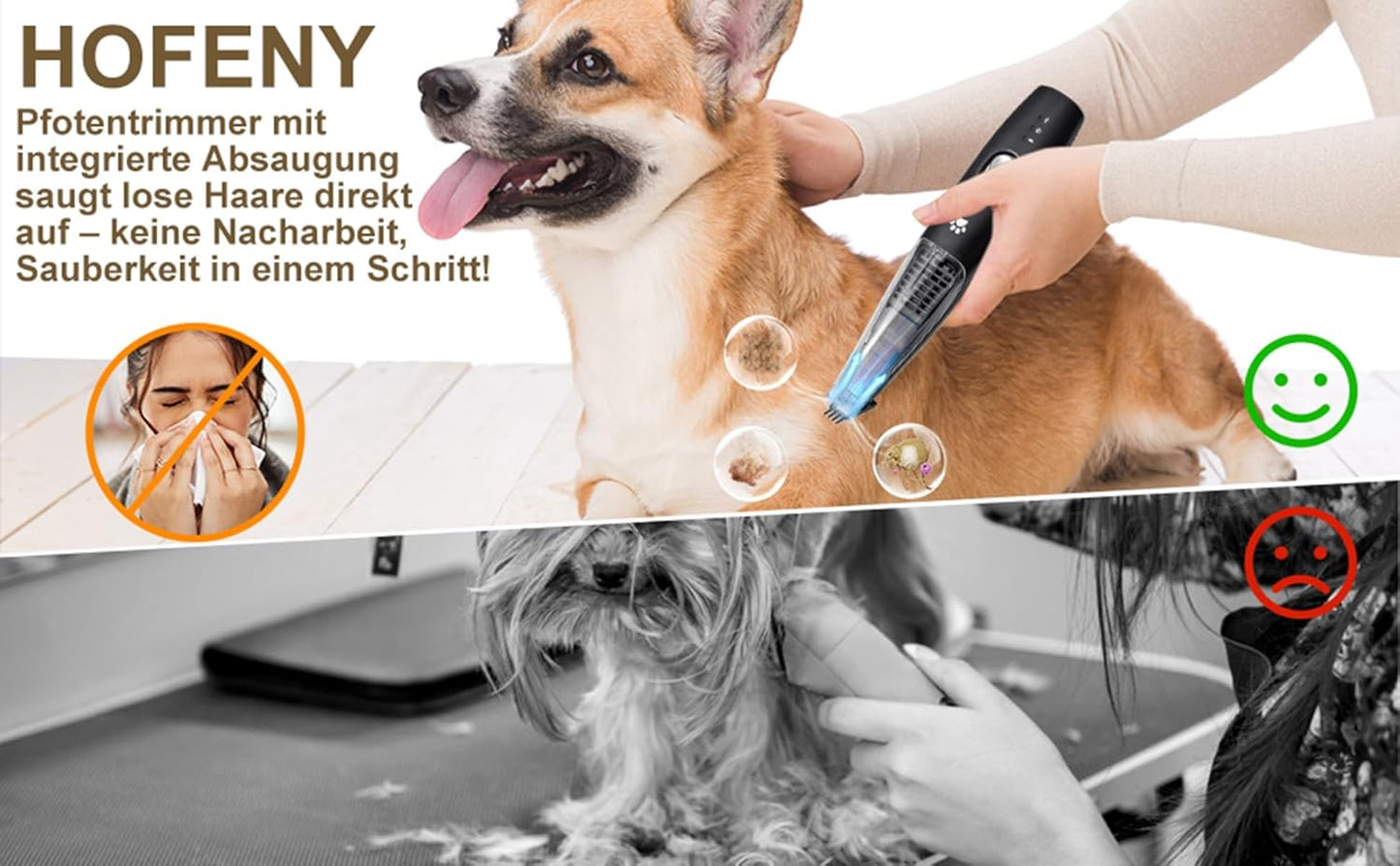 Pfotentrimmer mit Staubsauger für Haustiere