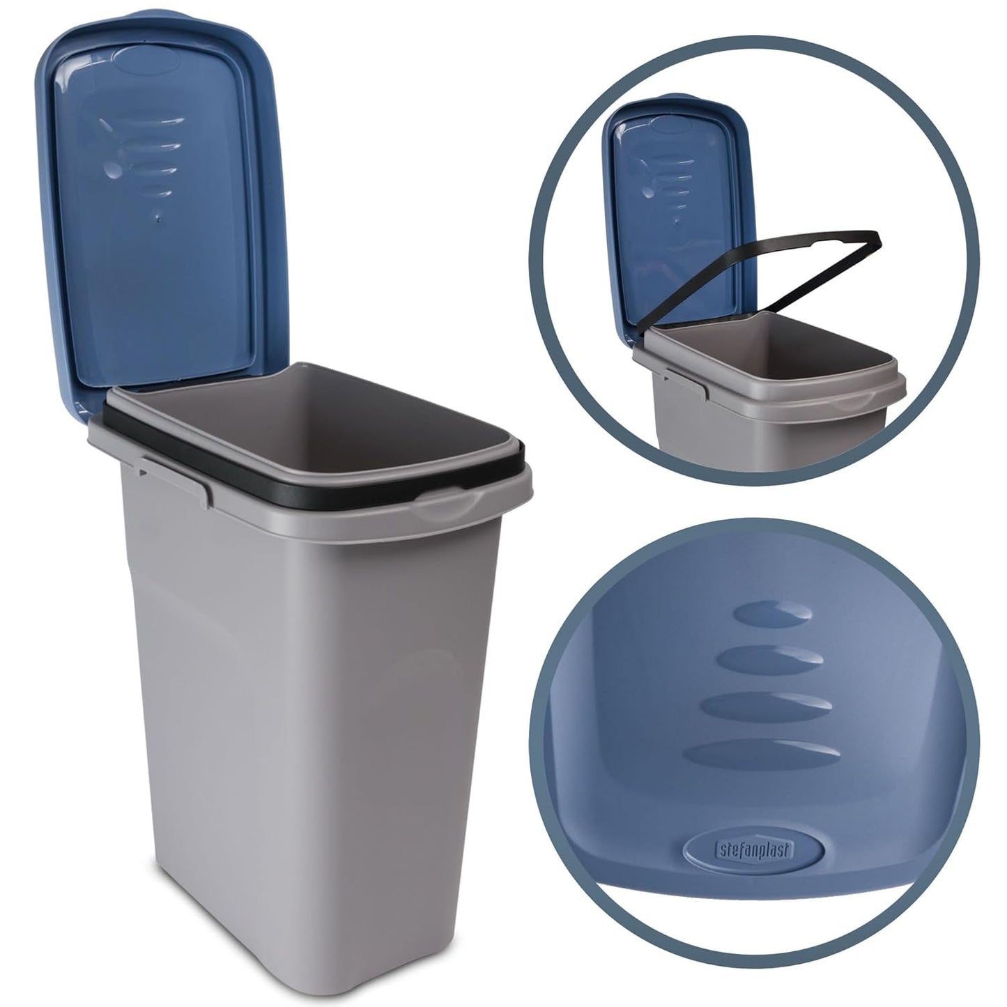 Recycling-Mülleimer mit Deckel, Blau 15 Liter