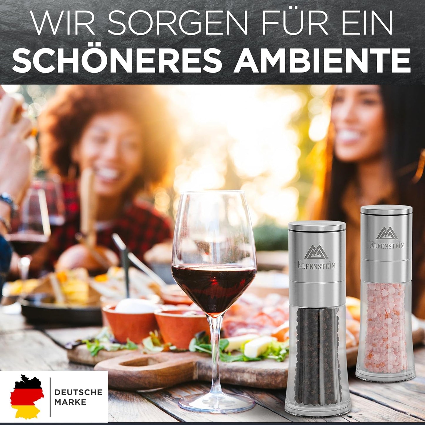 Gewürzmühlen-Set mit Keramikmahlwerk, stufenlos einstellbar, Silber M
